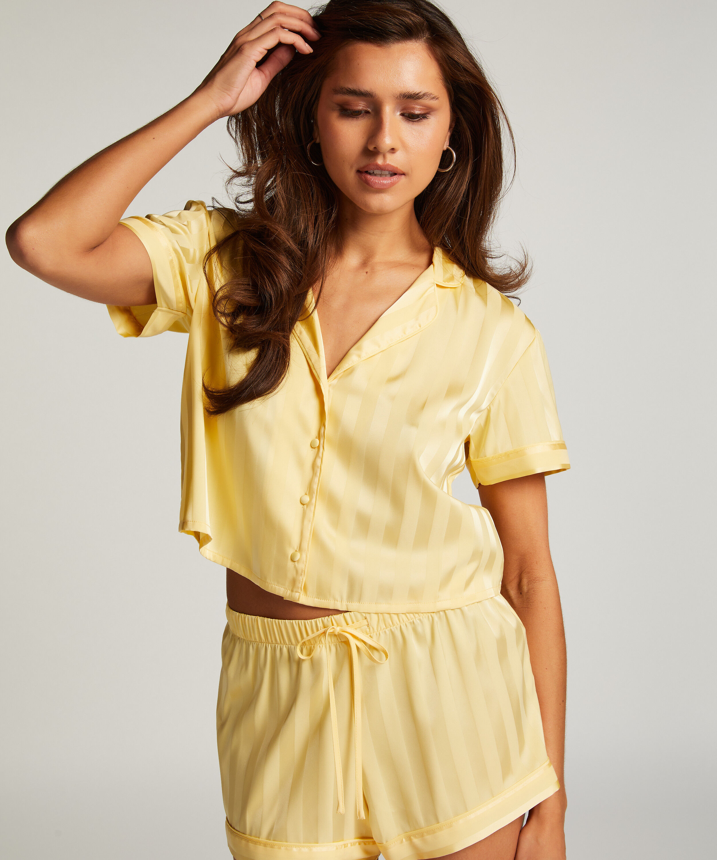 Pyjama-Set Satin, Gelb