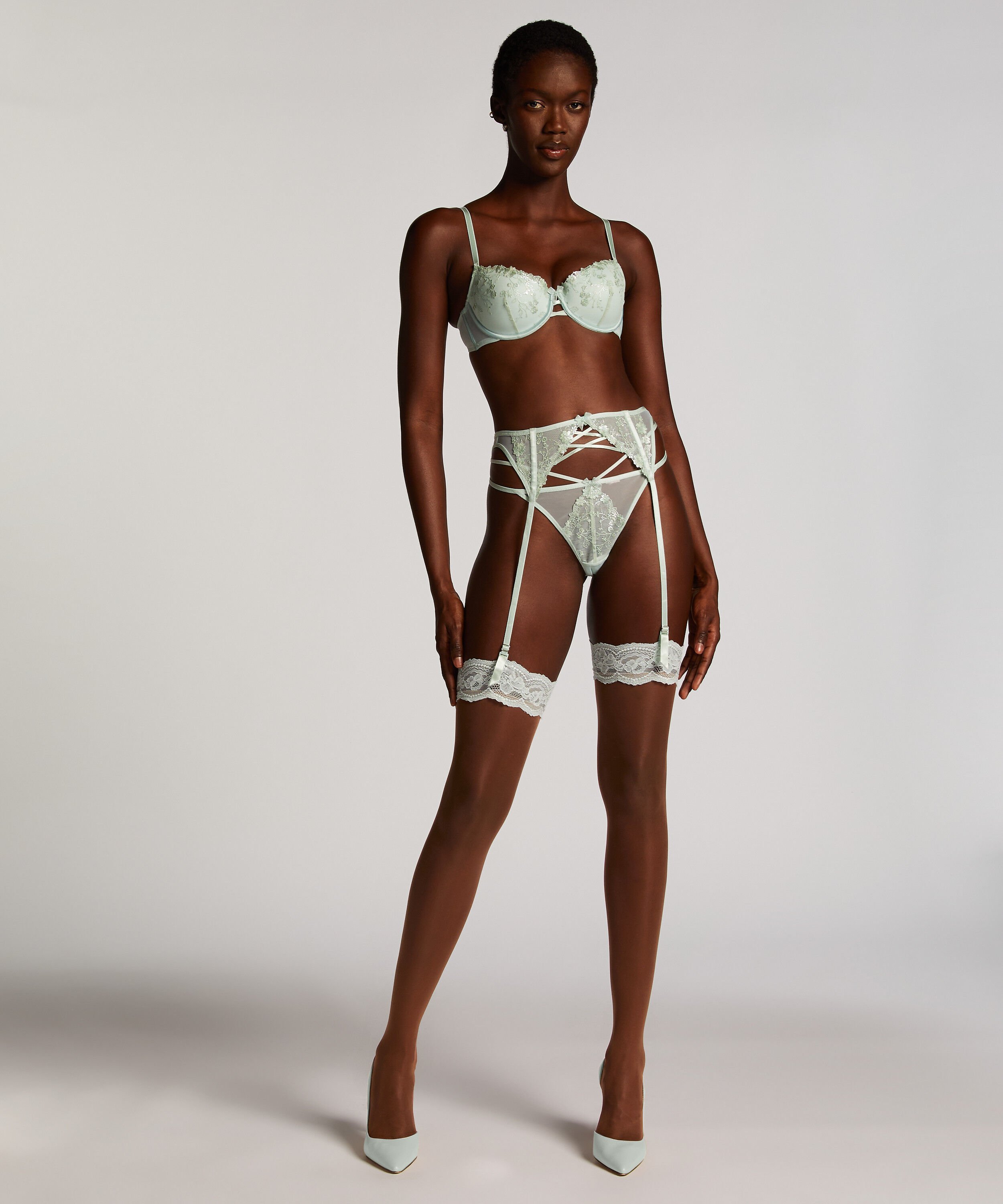 Stockings 15 Denier Fancy Lace Top, Grün