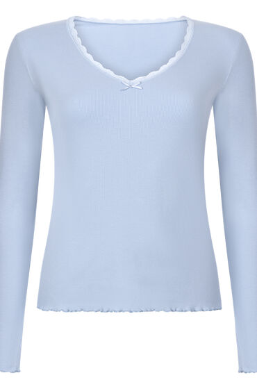 Thumbnail - Hunkemöller Geripptes Jersey-Top Blau