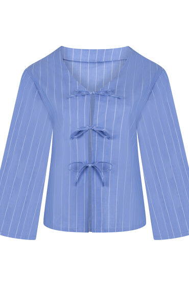 Thumbnail - Hunkemöller Gestreiftes Pyjama-Oberteil Blau