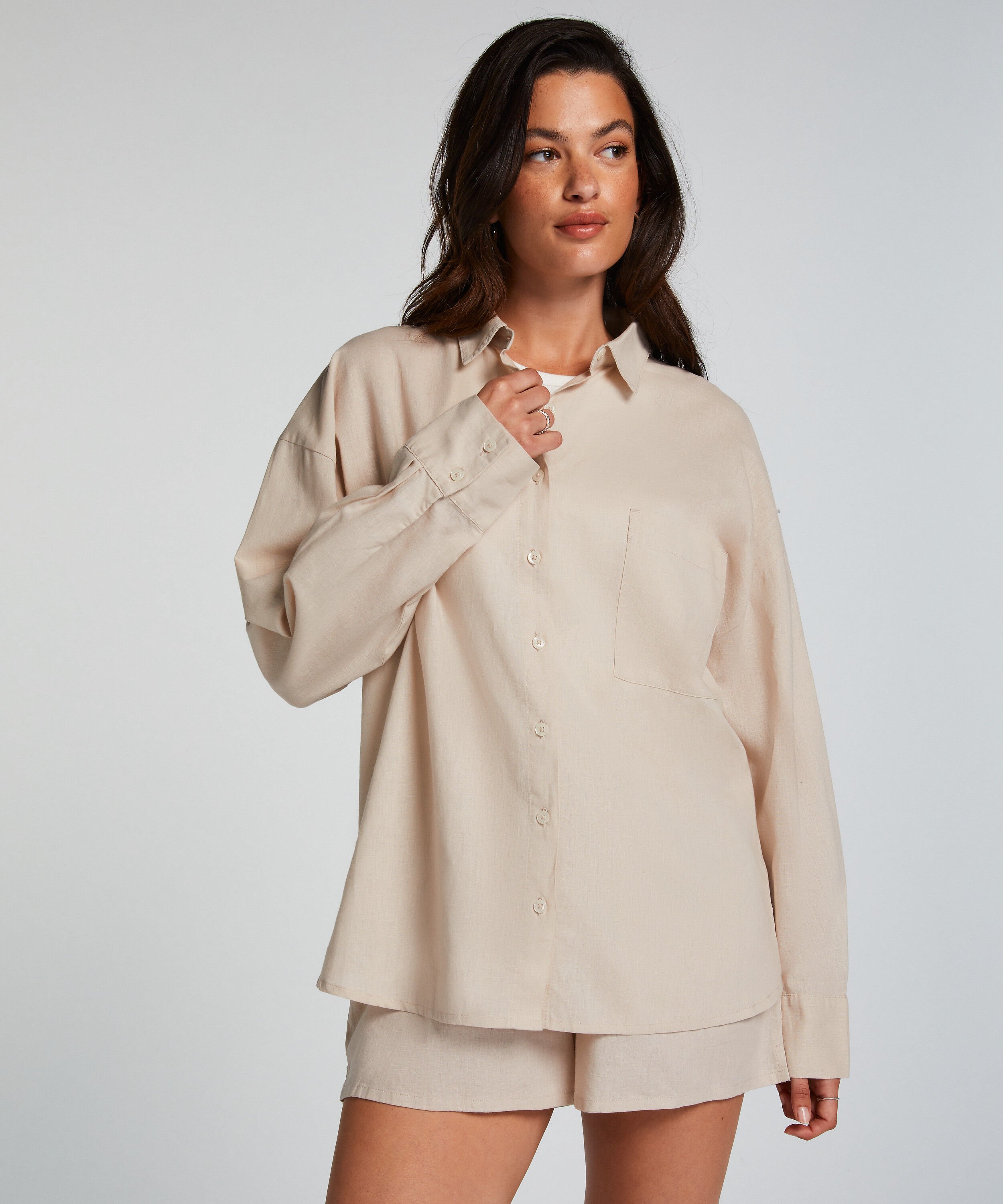 Pyjamatop Leinen, Beige Pyjamatop Leinen, Beige