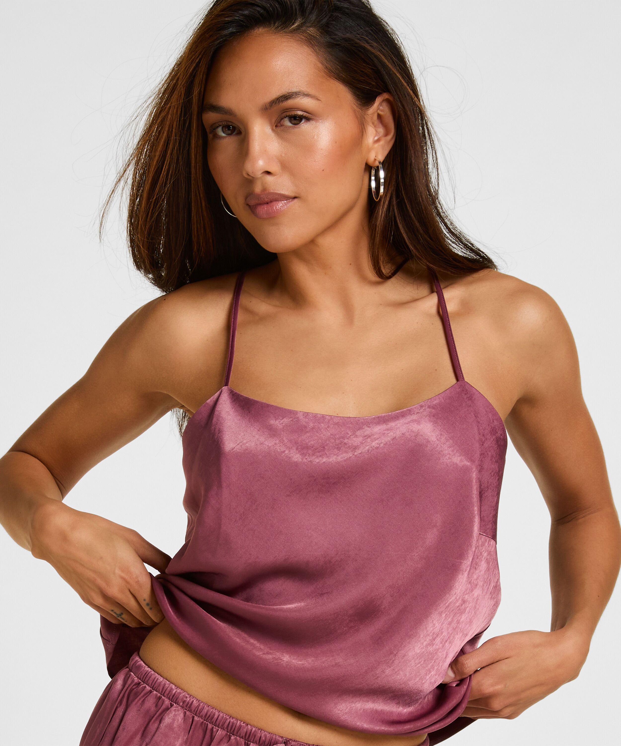 Cami Top Satin Ayla, Lila Cami Top Satin Ayla, Lila