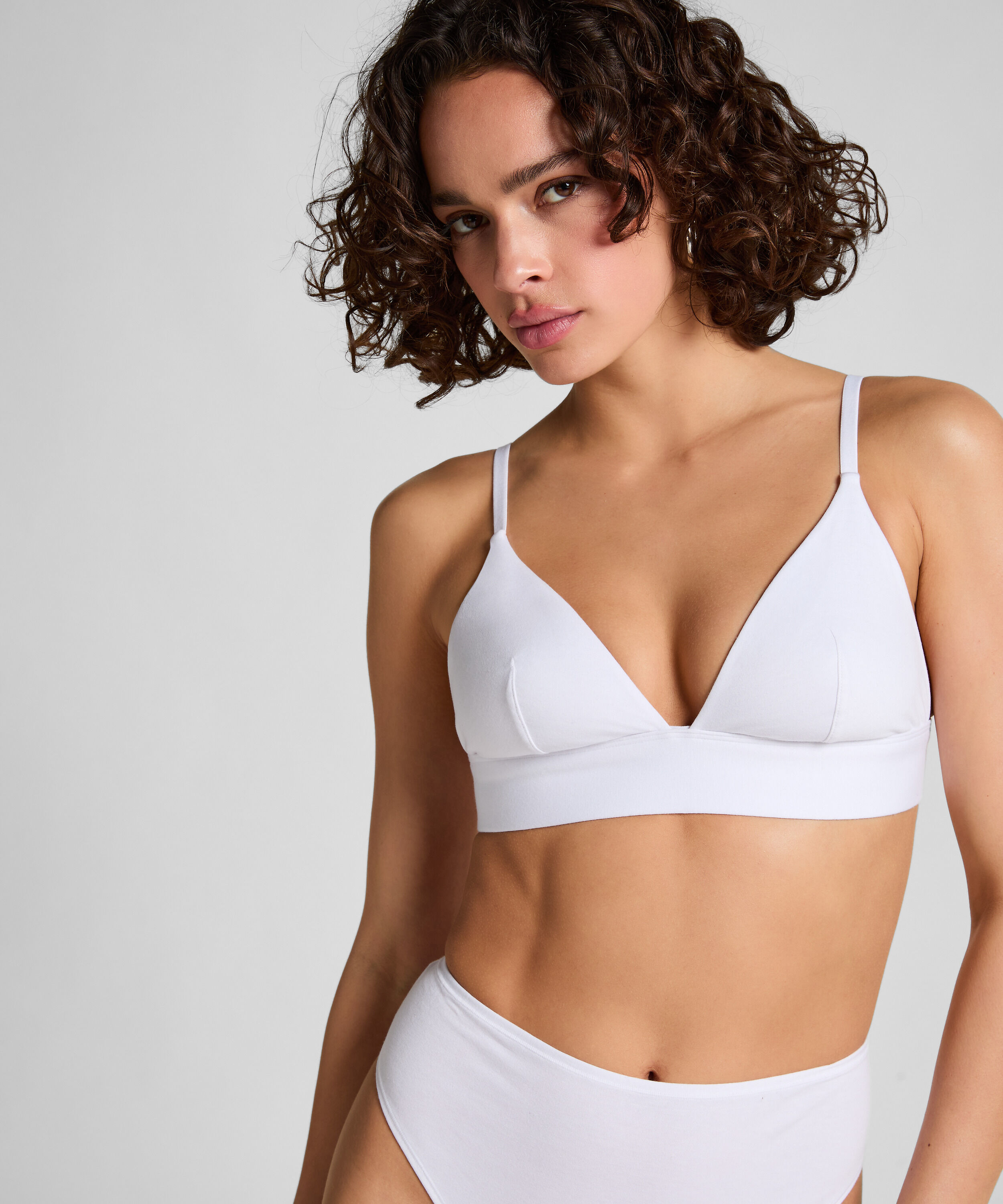 Baumwoll-Bralette, Weiß Baumwoll-Bralette, Weiß