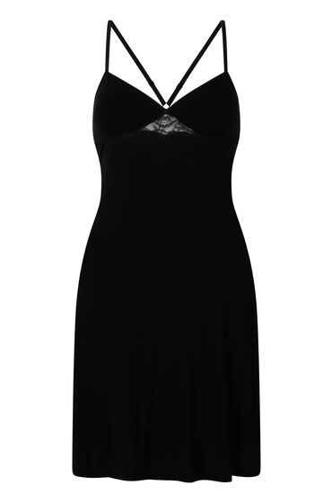 Thumbnail - Hunkemöller Jersey-Slipdress mit Spitze am Rücken Schwarz