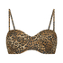 Vorgeformtes trägerloses Push-Up Bikini-Oberteil Leopard, Braun