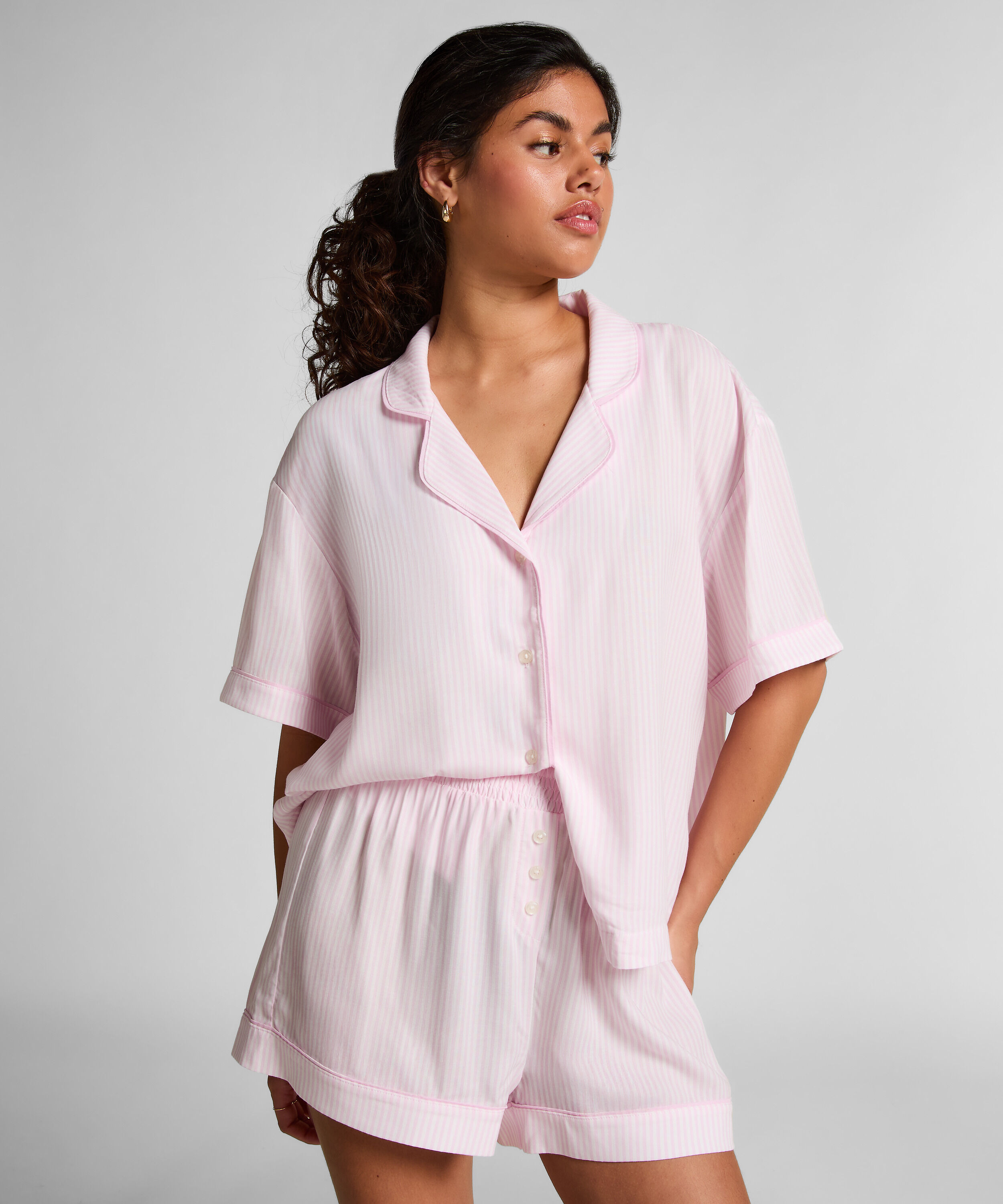 Gewebte Pyjama-Shorts, Rosa Gewebte Pyjama-Shorts, Rosa