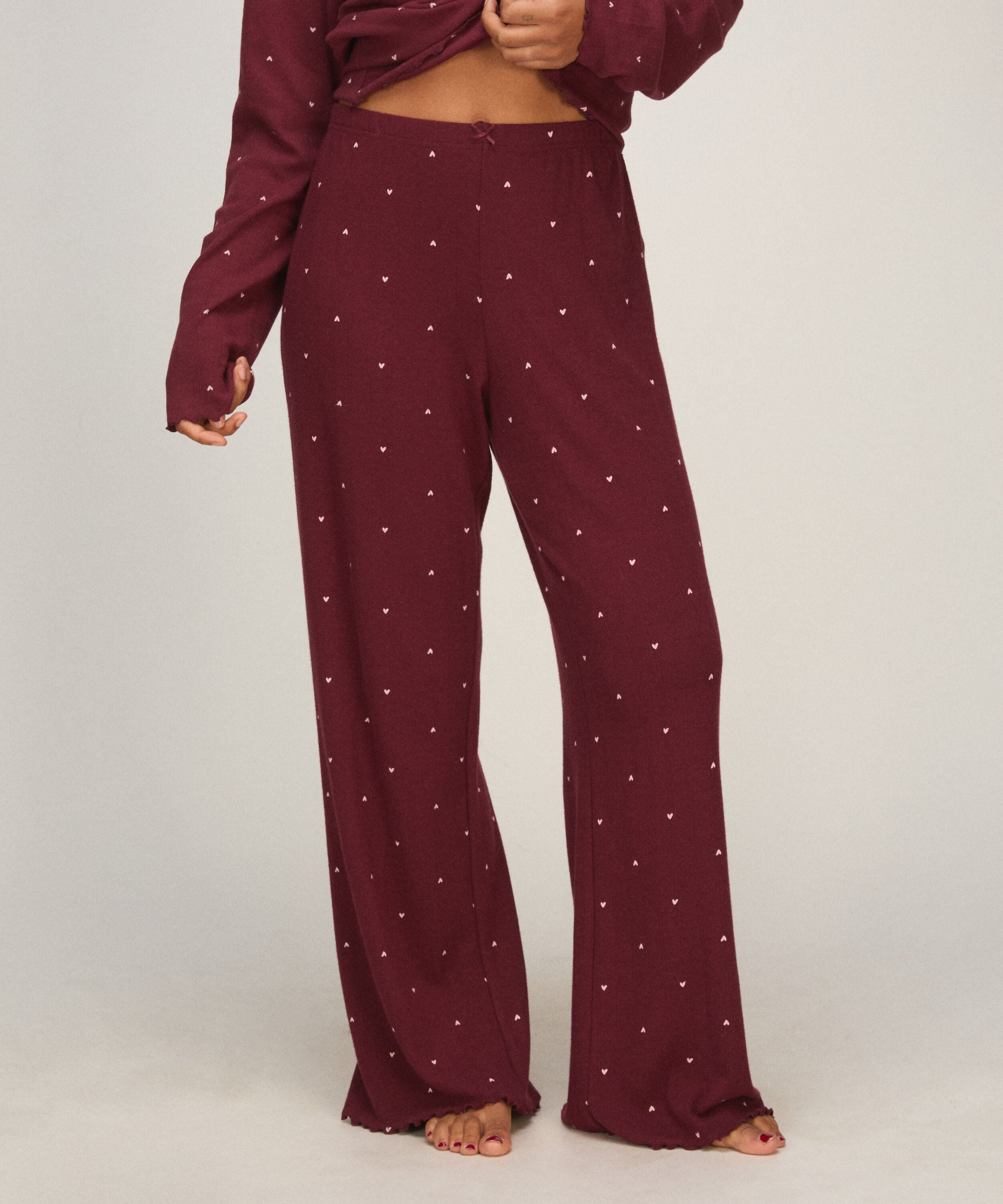 Pyjama-Hose Loose Pointelle, Lila
