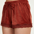 Shorts aus Velours mit Spitze, Rot