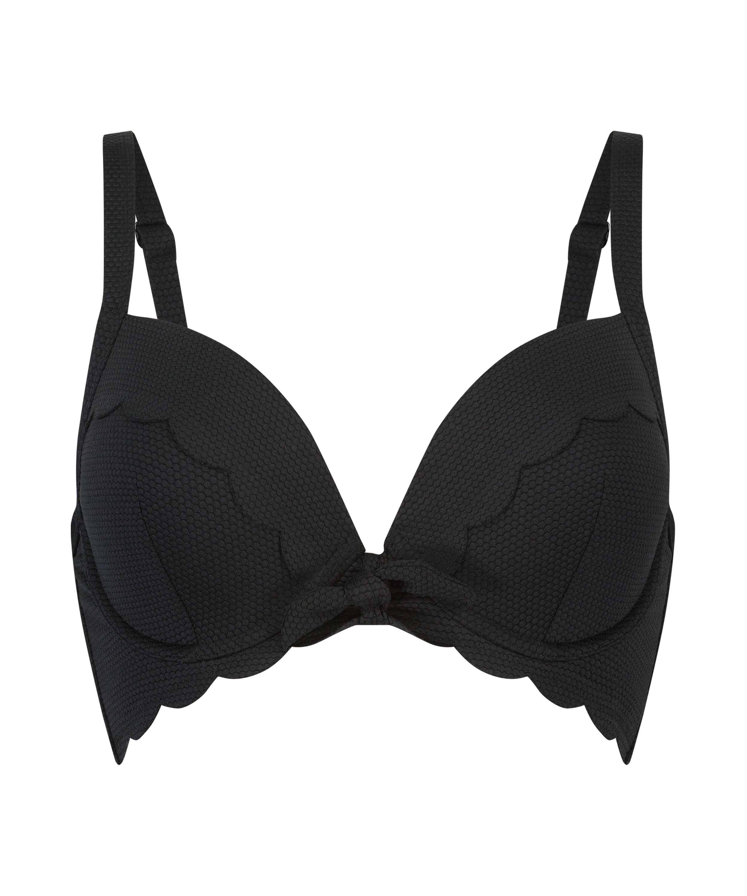 Vorgeformtes Bügel-Bikinitop Scallop, Schwarz