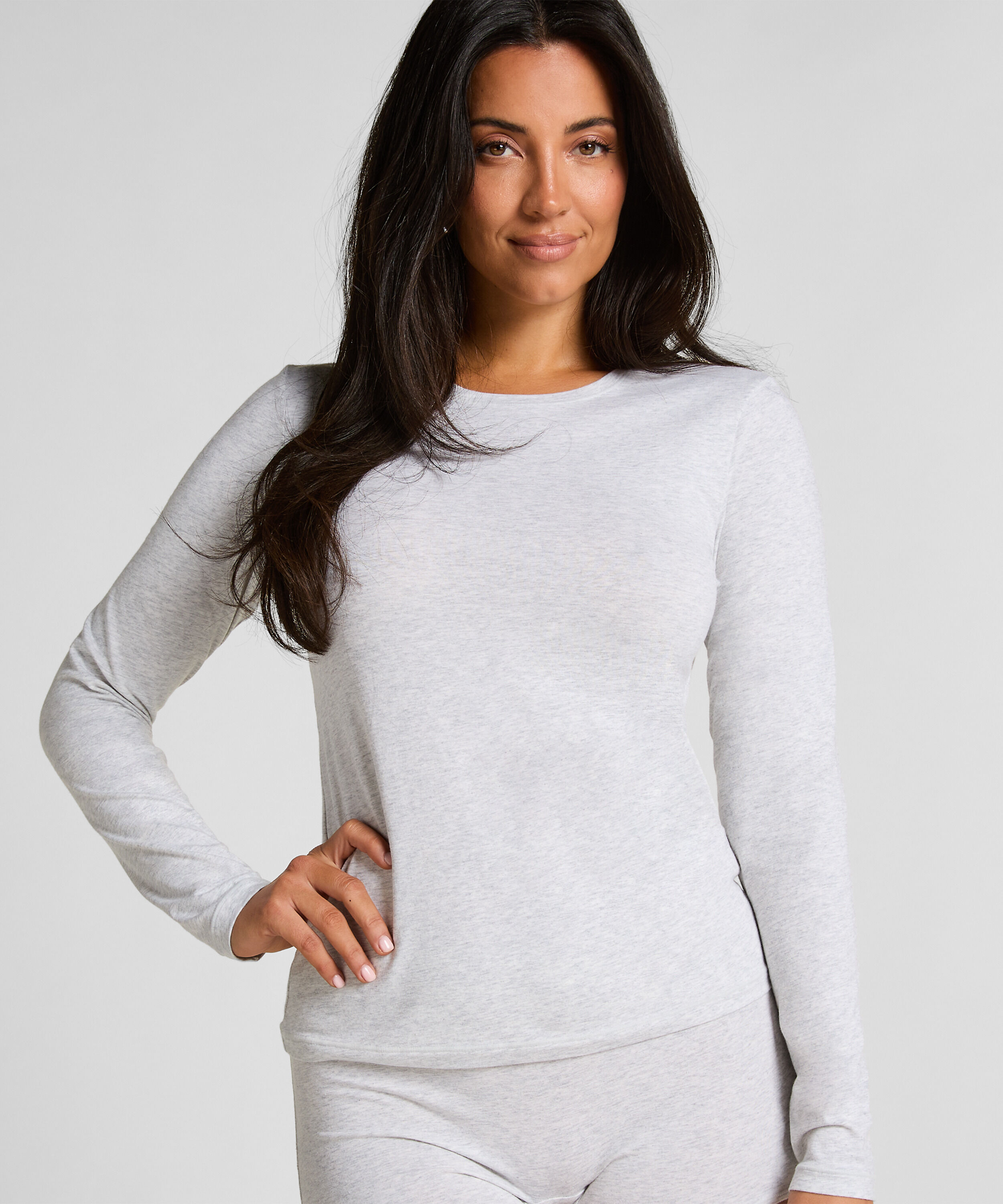 Langarmshirt aus weicher Baumwolle, Grau