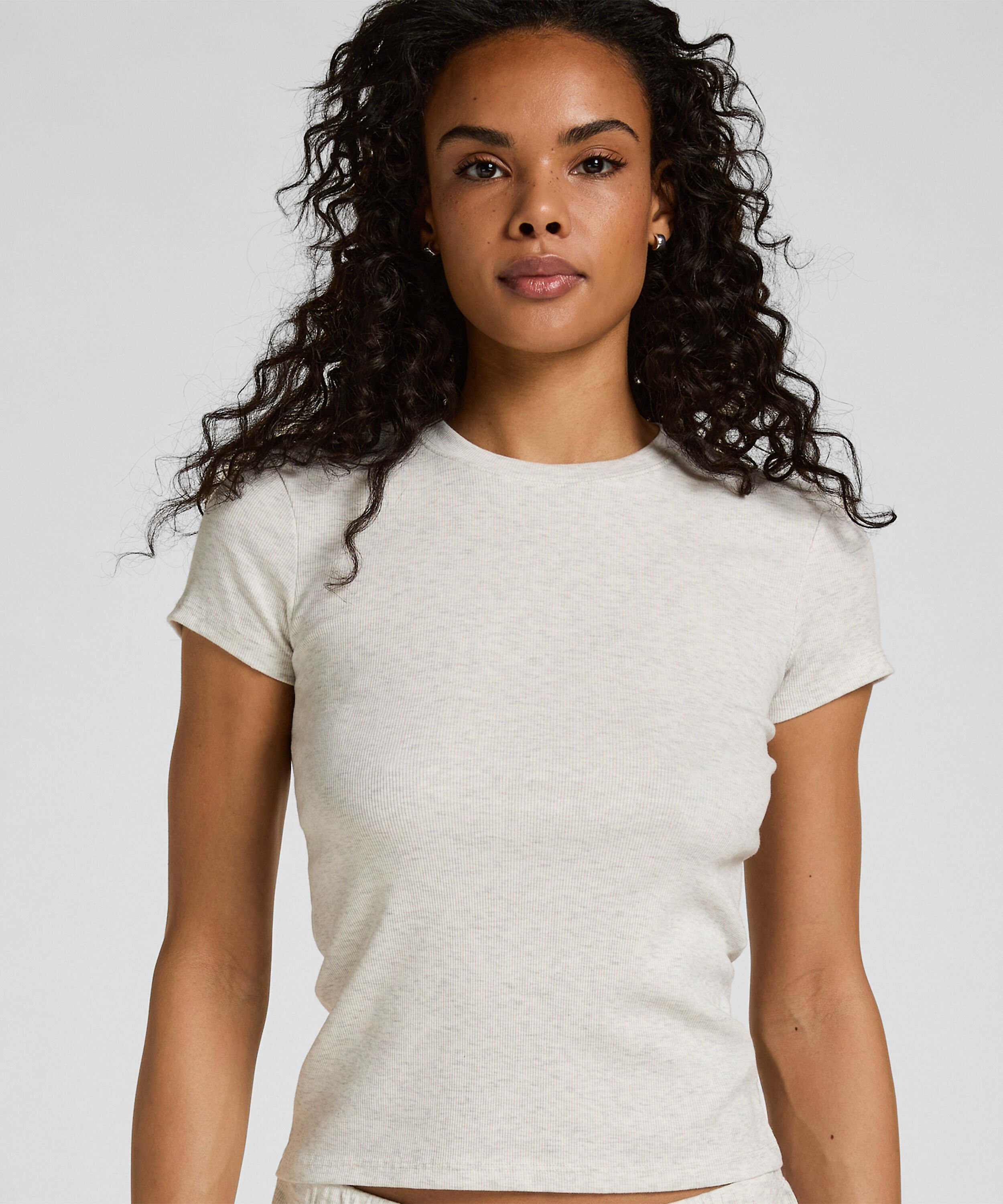 Kurzärmeliges Pyjama-Oberteil, Grau