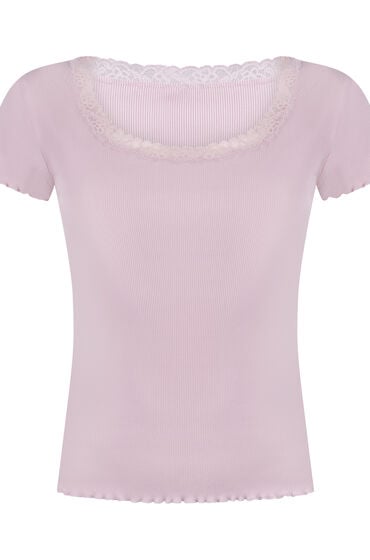 Thumbnail - Hunkemöller Pyjama-Oberteil Jersey Ripp Rosa