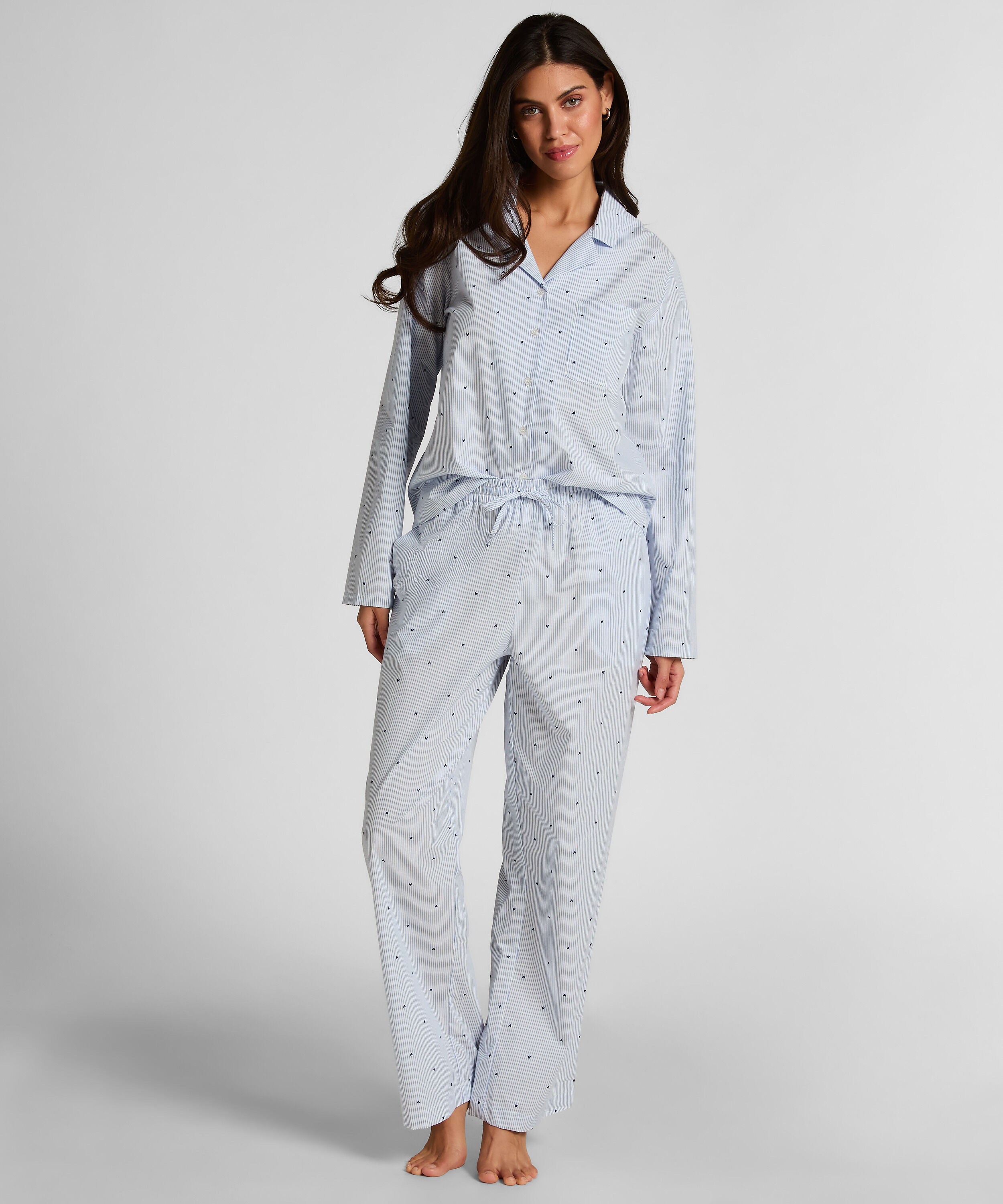 Gestreifte Hose aus Baumwolle mit Herz, Blau