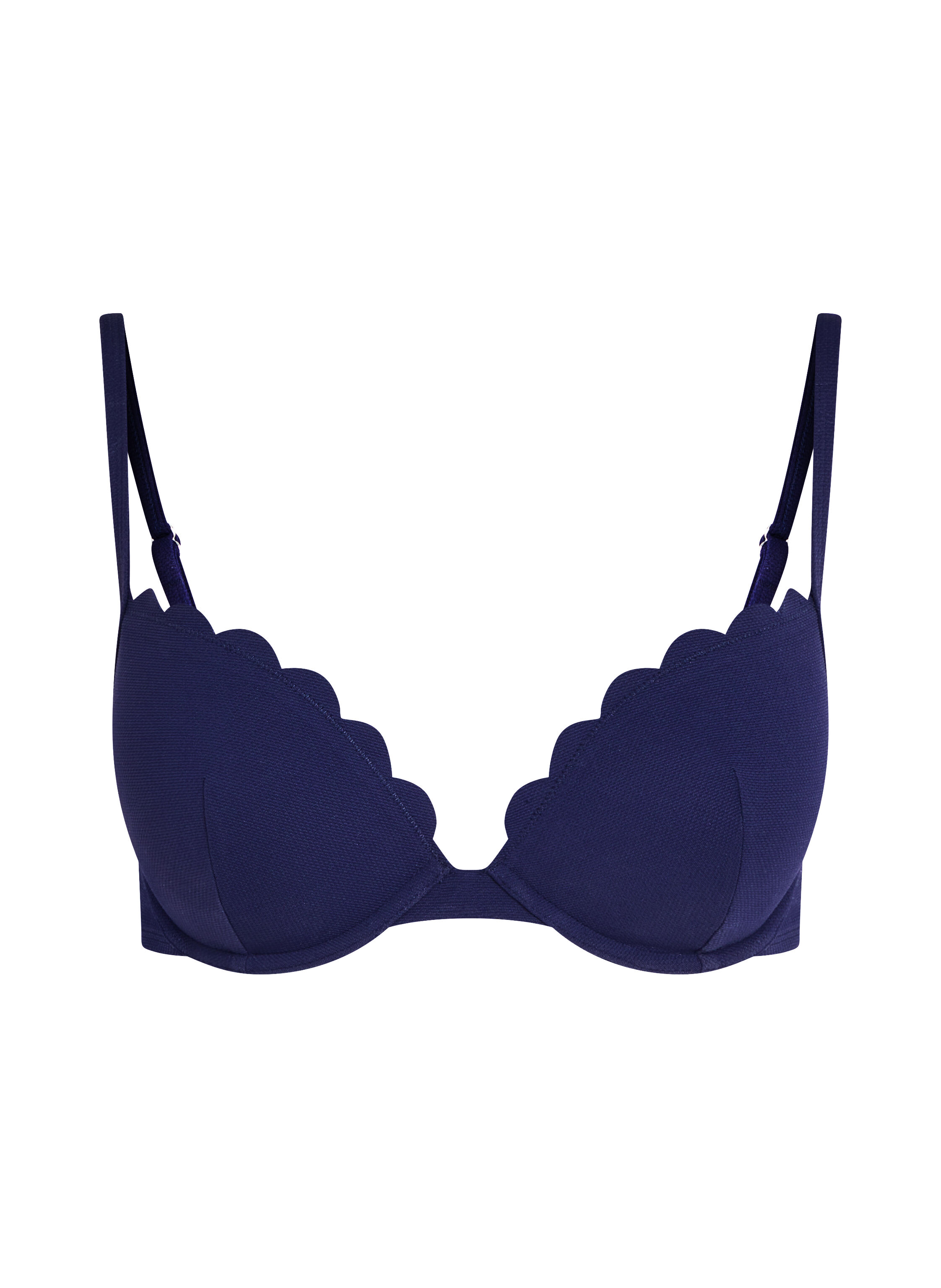 Vorgeformtes Push-up Bügel-Bikinitop Scallop Cup A - E, Blau