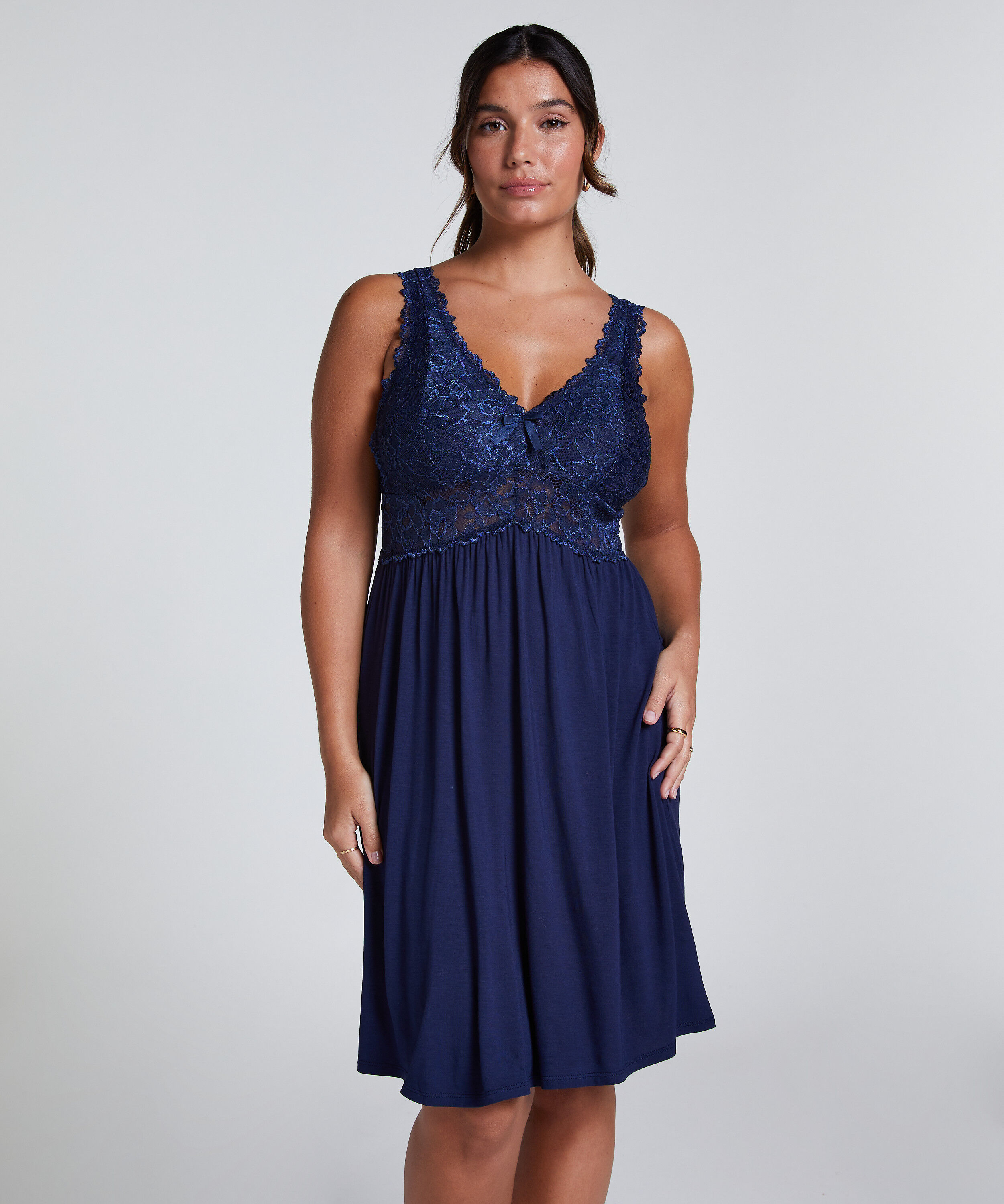 Slipdress Nora Lace, Blau