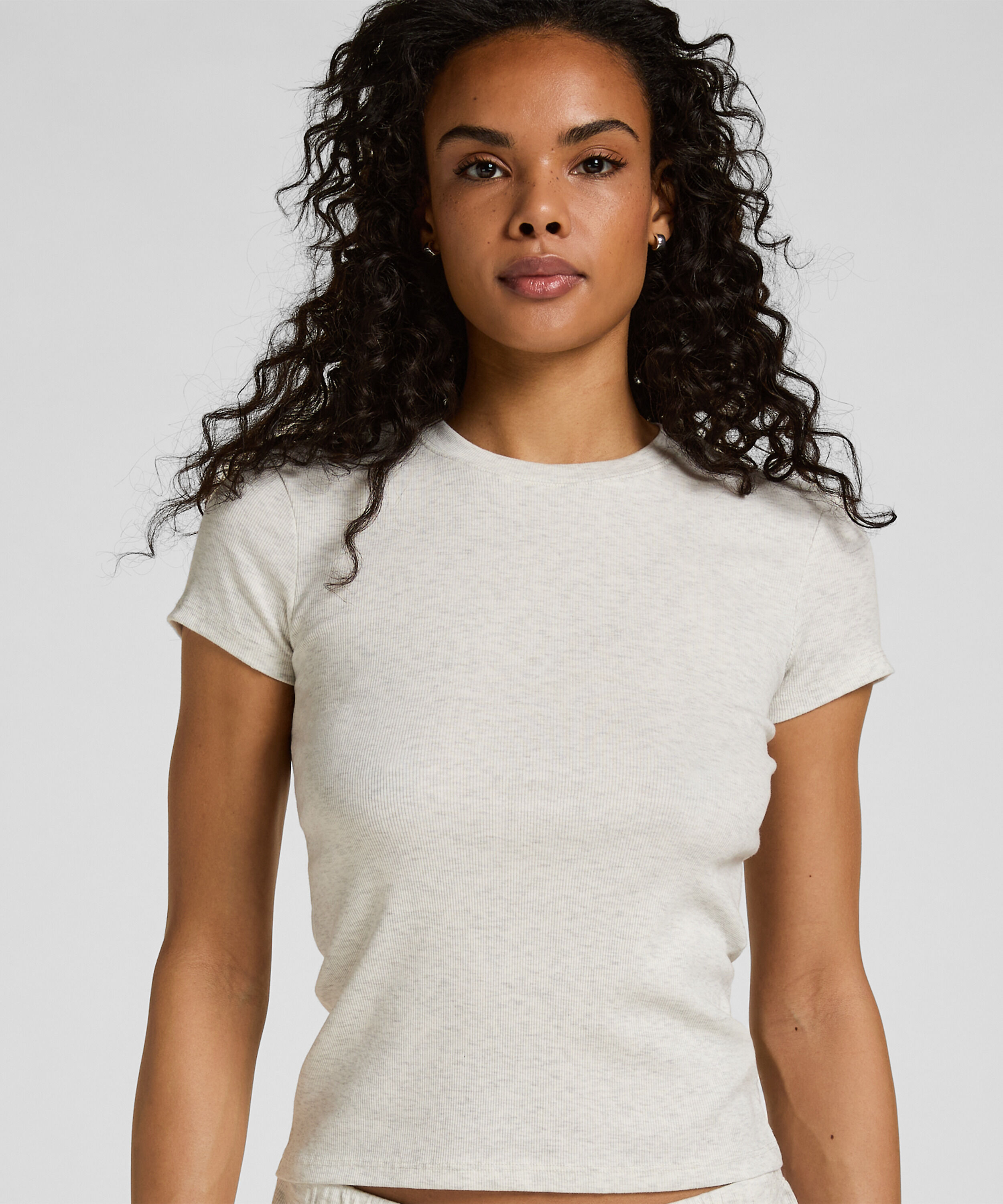 Kurzärmeliges Pyjama-Oberteil, Grau