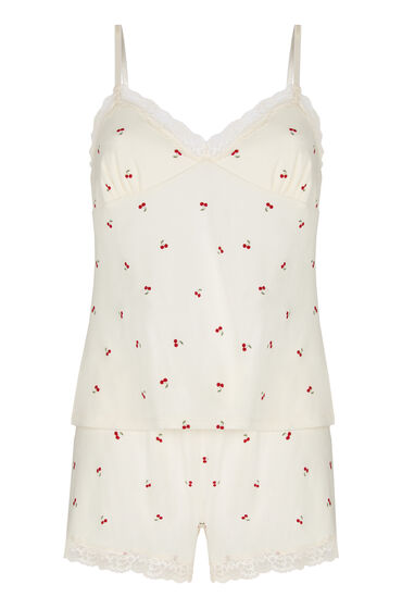 Thumbnail - Hunkemöller Pyjama Set Jersey Spitze Weiß