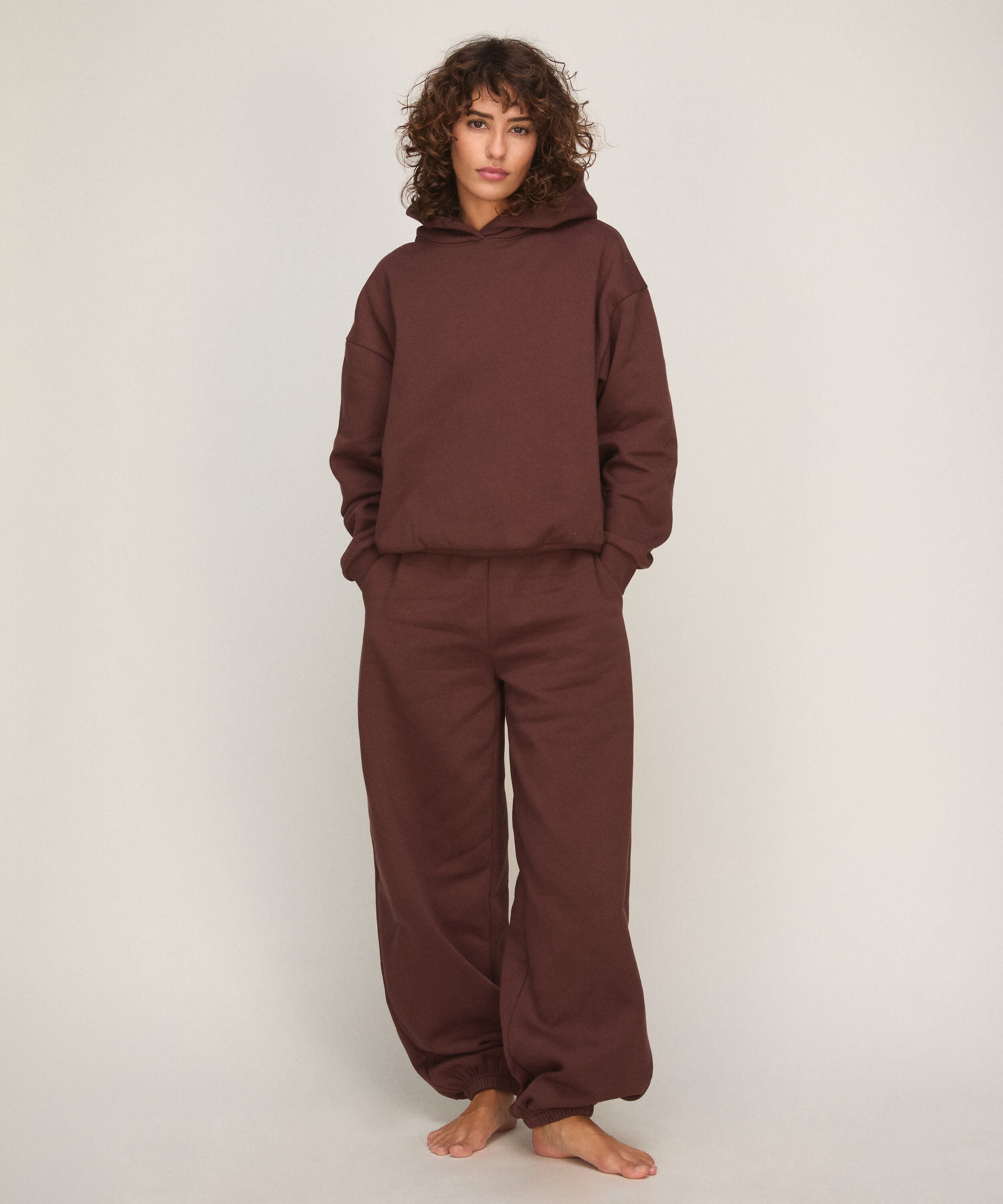 Jogginghose aus Angerautem Sweat, Braun