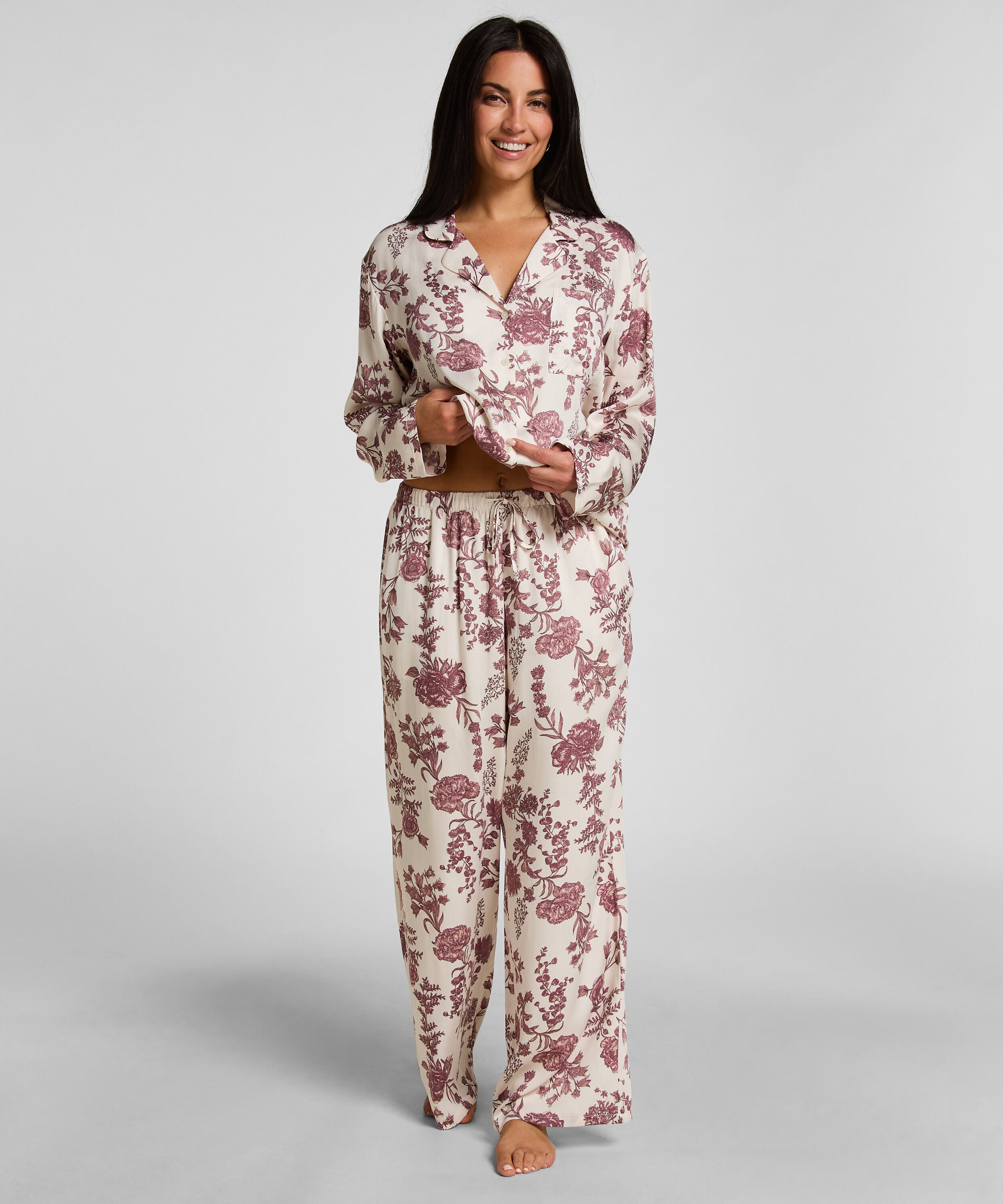 Pyjamahose Woven Print, Beige Pyjamahose Woven Print, Beige
