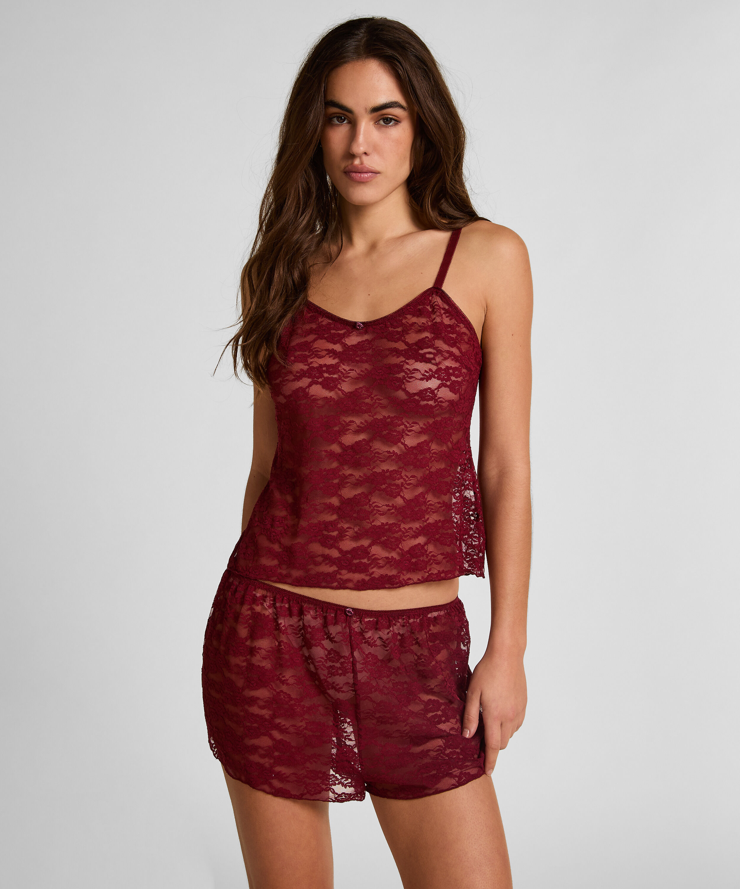 Shorts aus Allover-Spitze, Rot Shorts aus Allover-Spitze, Rot