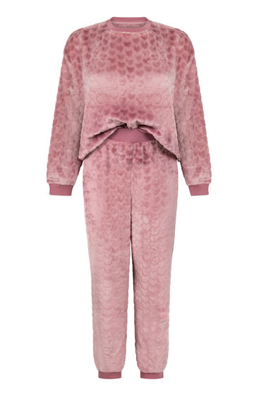 Thumbnail - Hunkemöller Pyjamaset Fleece Herz Lila