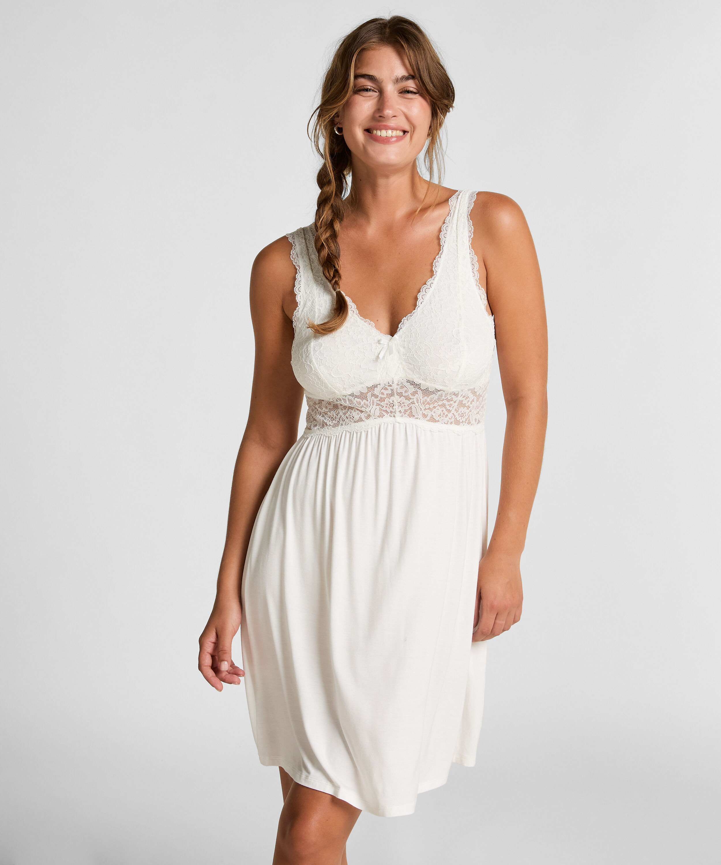 Slipdress Nora Lace, Weiß