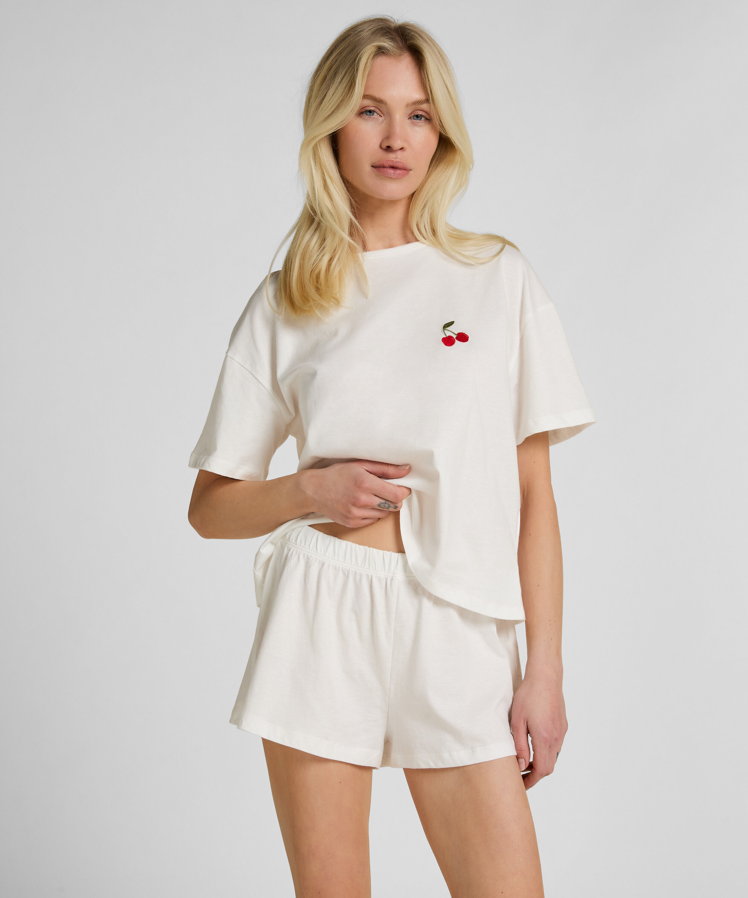 Pyjama-Set aus Baumwolle, Weiß