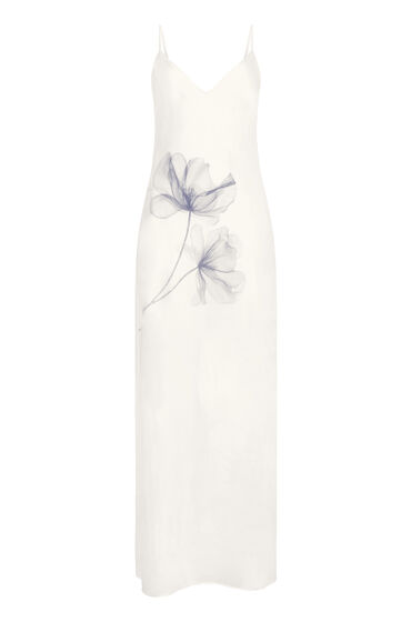 Thumbnail - Hunkemöller Slipdress Lang Satin Floral Weiß