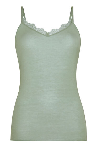 Thumbnail - Hunkemöller Super Soft Spitzen-Top aus Kaschmir-Mix mit V-Ausschnit Grün