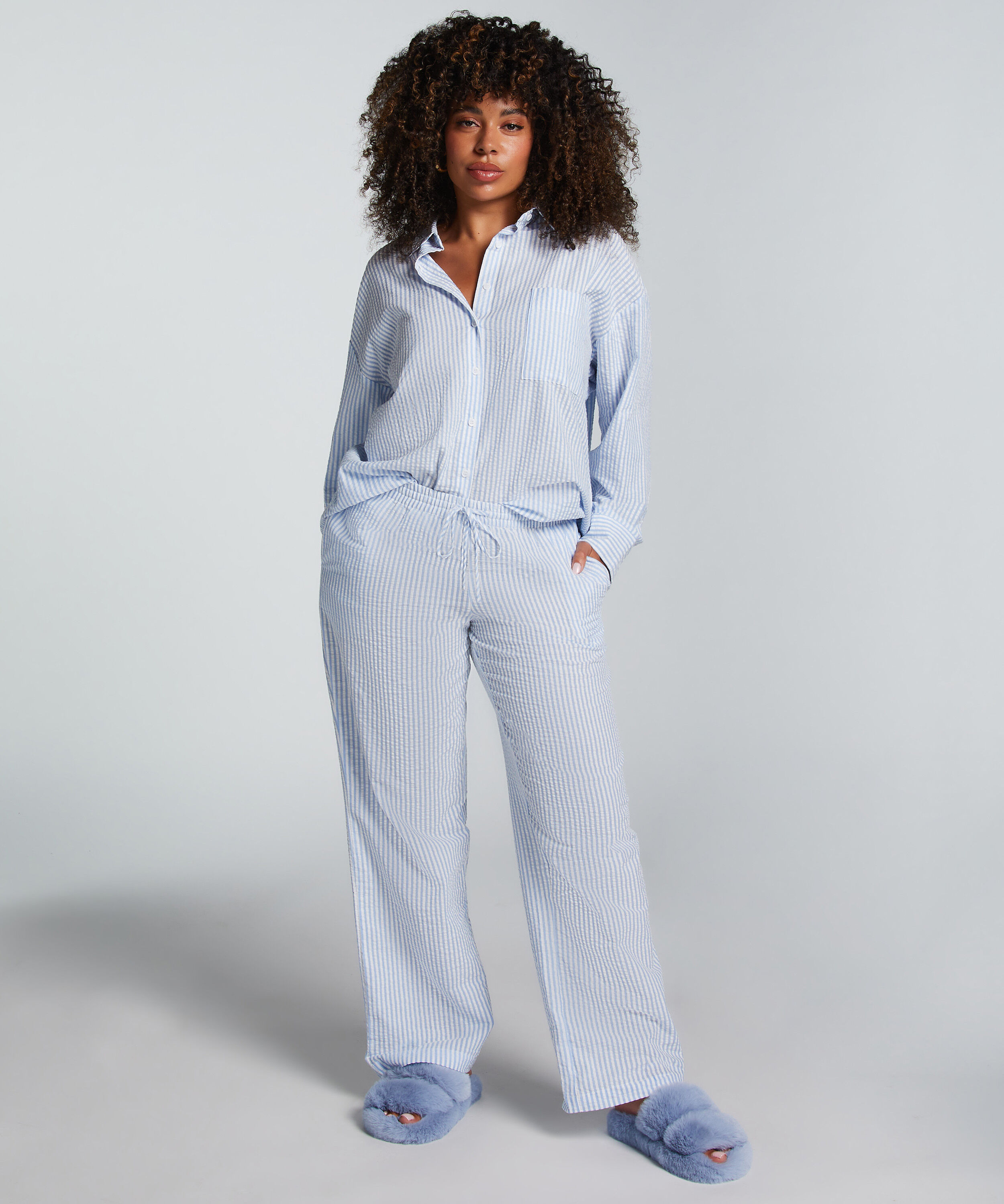 Pyjamahose Baumwolle, Blau Pyjamahose Baumwolle, Blau