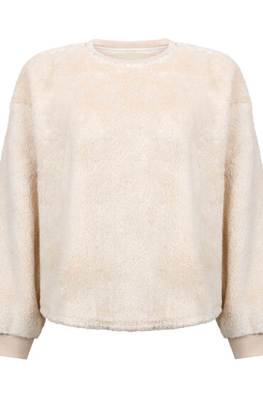 Thumbnail - Hunkemöller Langärmeliges Fluffy-Fleece-Top Beige