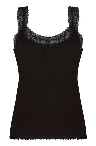 Thumbnail - Hunkemöller Rippjersey-Top mit Spitze Schwarz