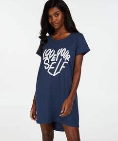 Nachthemd Rundhals, Blau