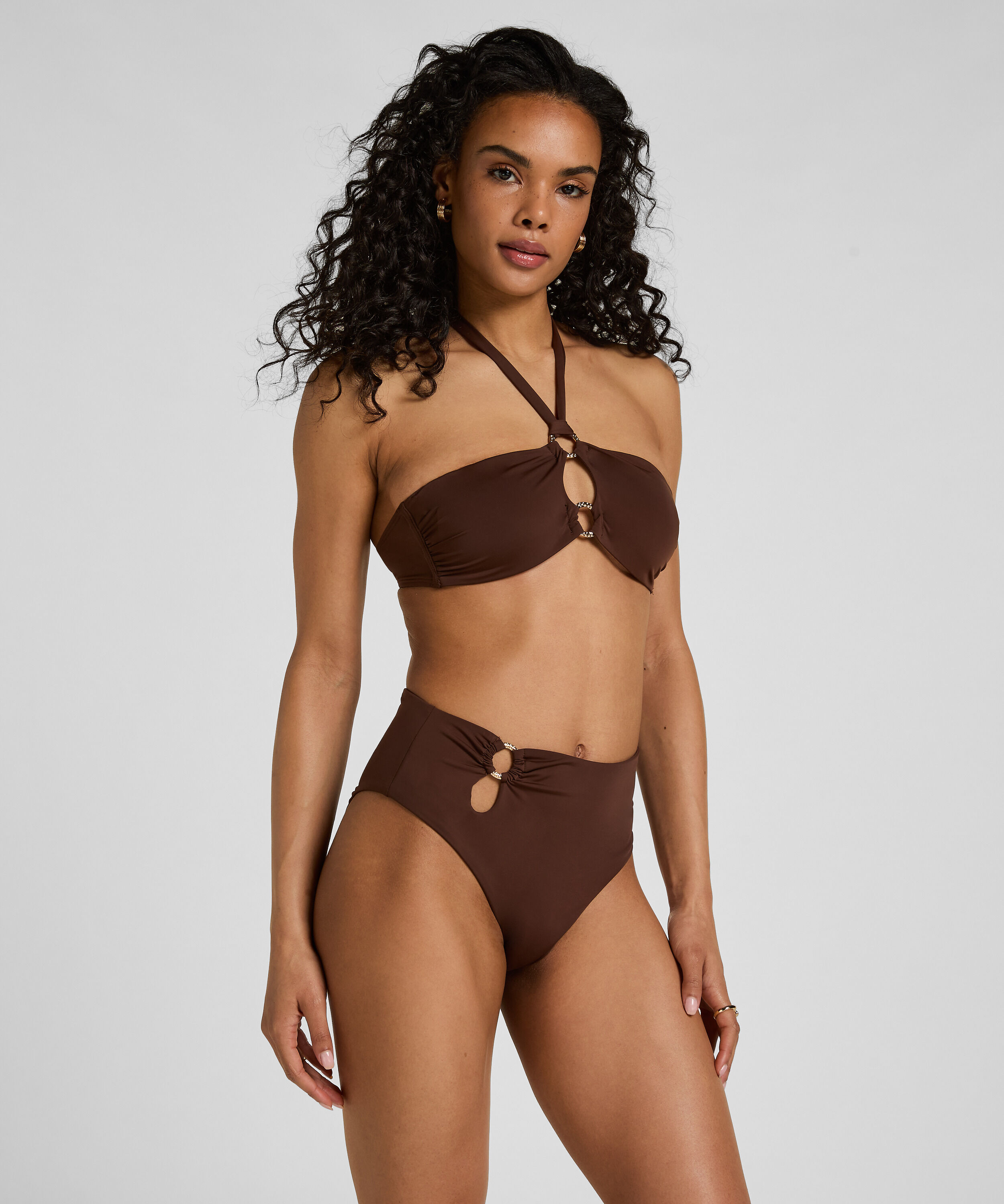 Hoch geschnittener Bikinihose Madrid, Braun