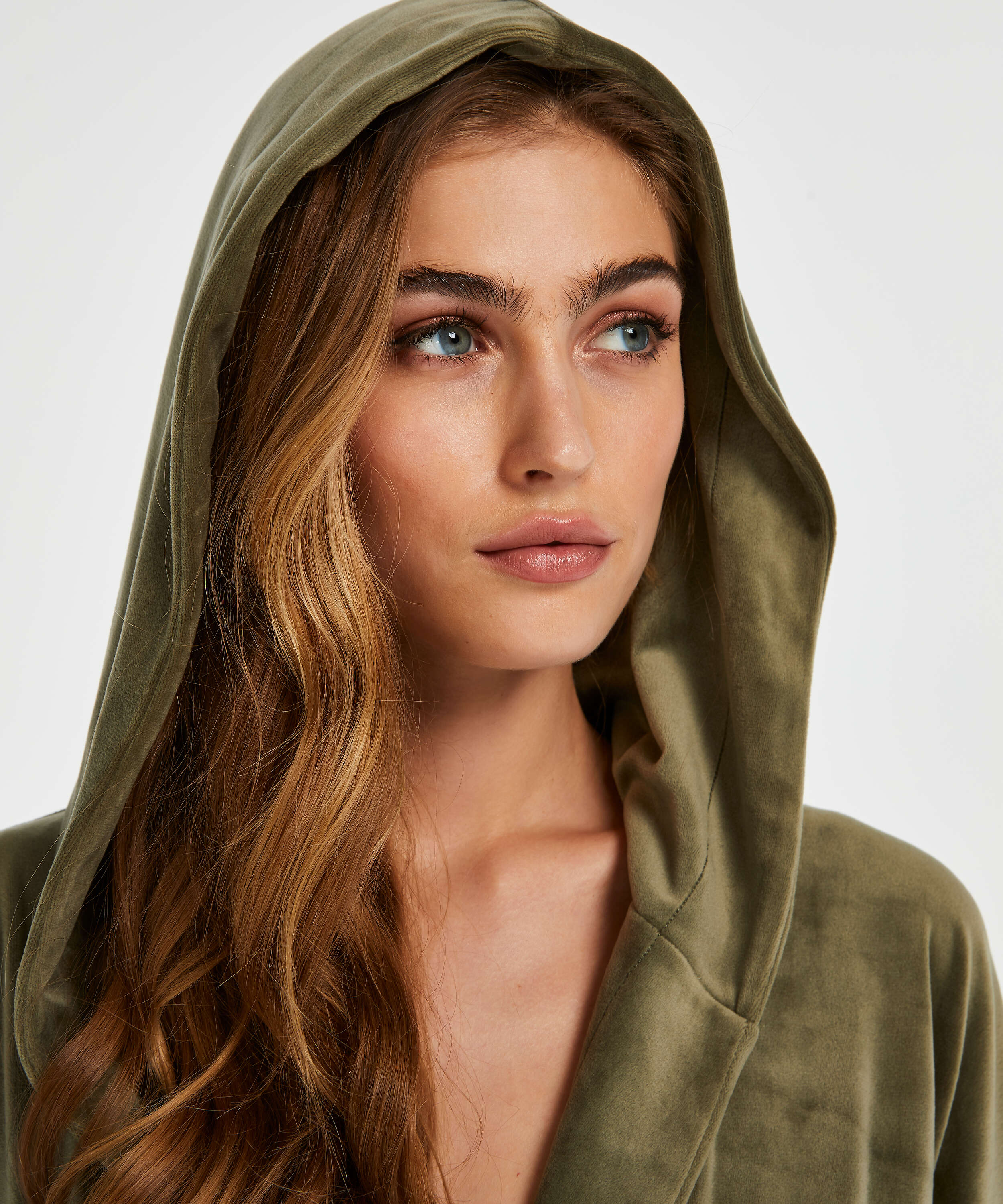 Kurzer Bademantel Velours, gr&uuml;n, main