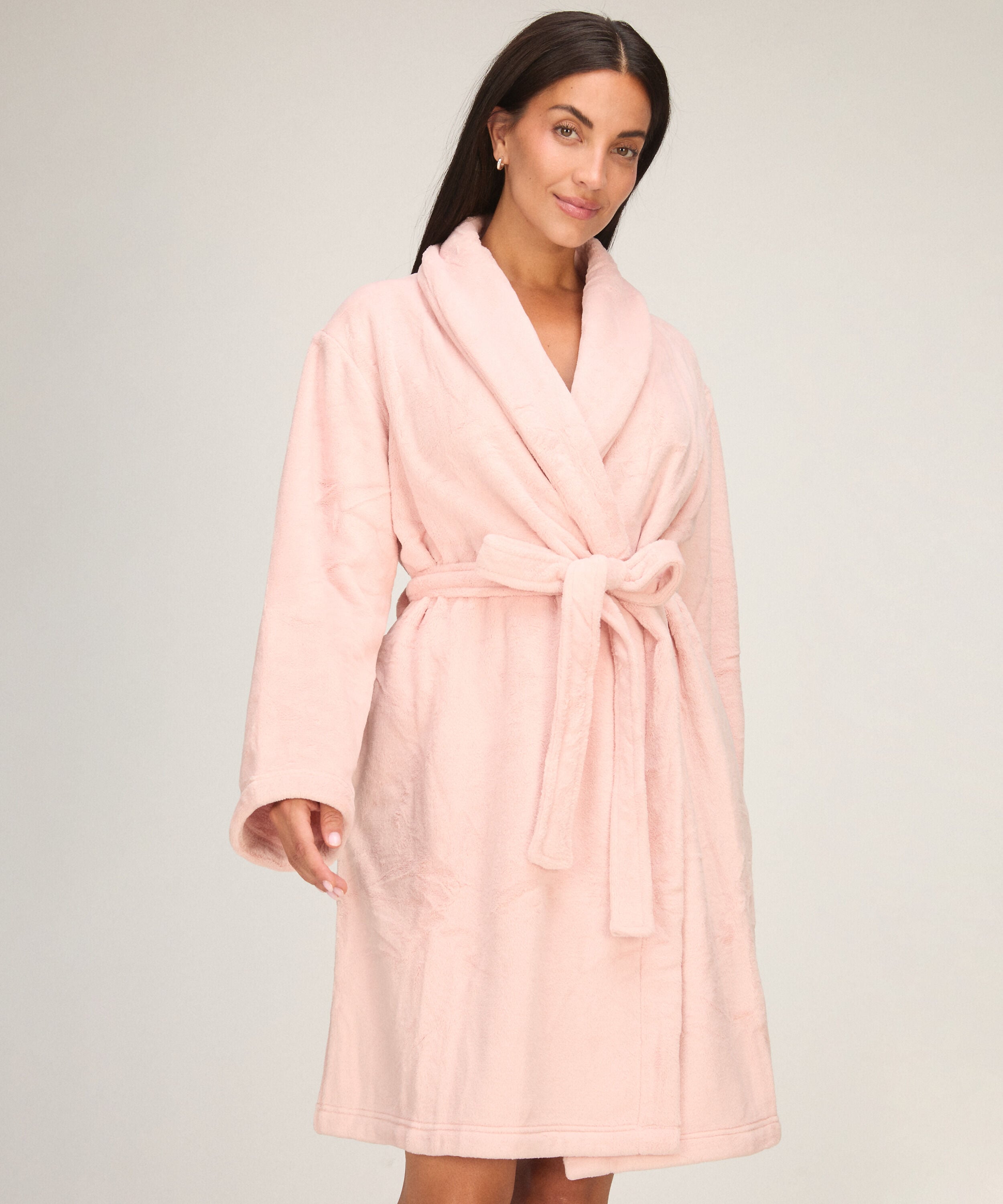 Fluffy-Fleece-Bademantel, Rosa