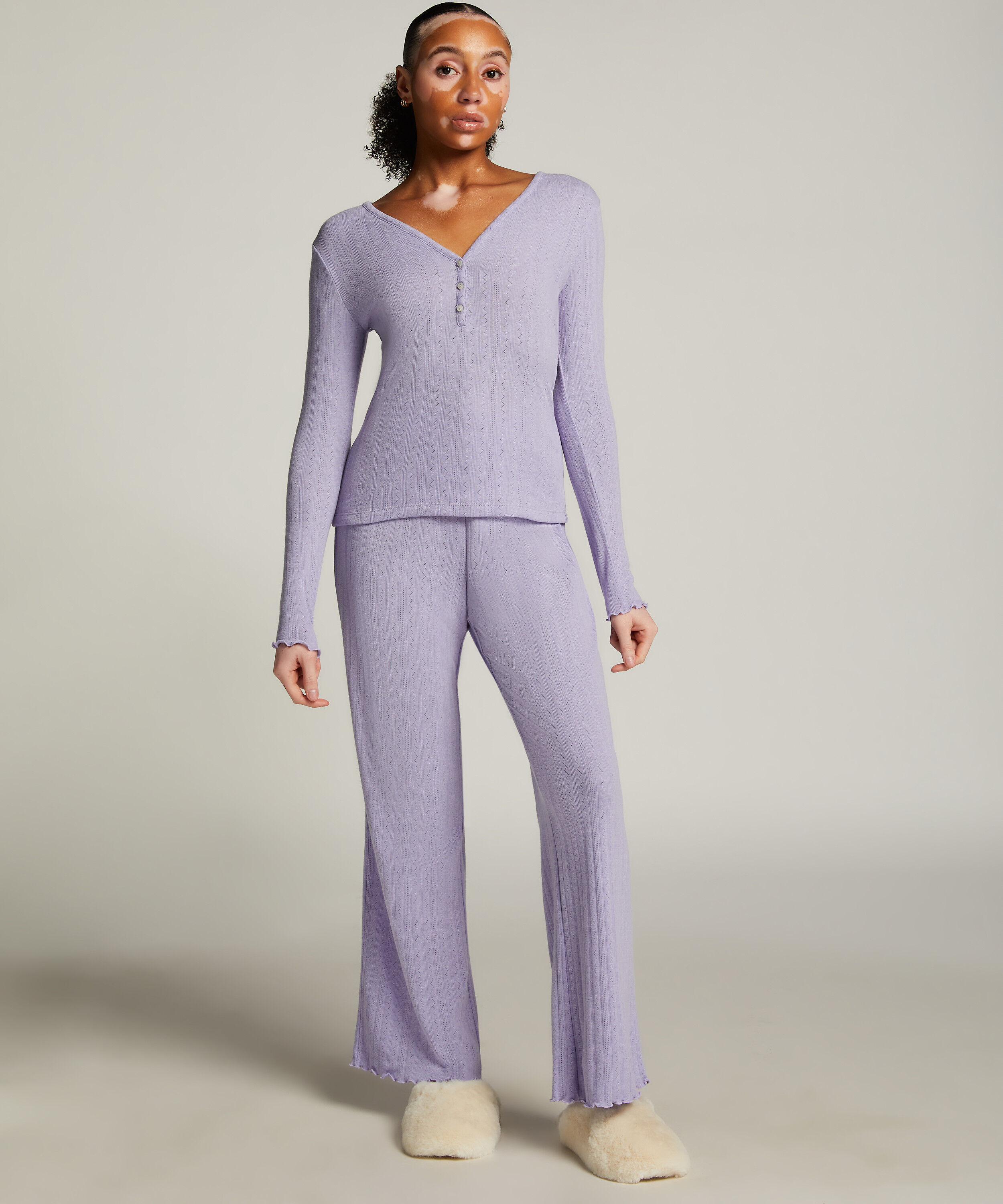 Pyjamahose Pointelle, Lila Pyjamahose Pointelle, Lila
