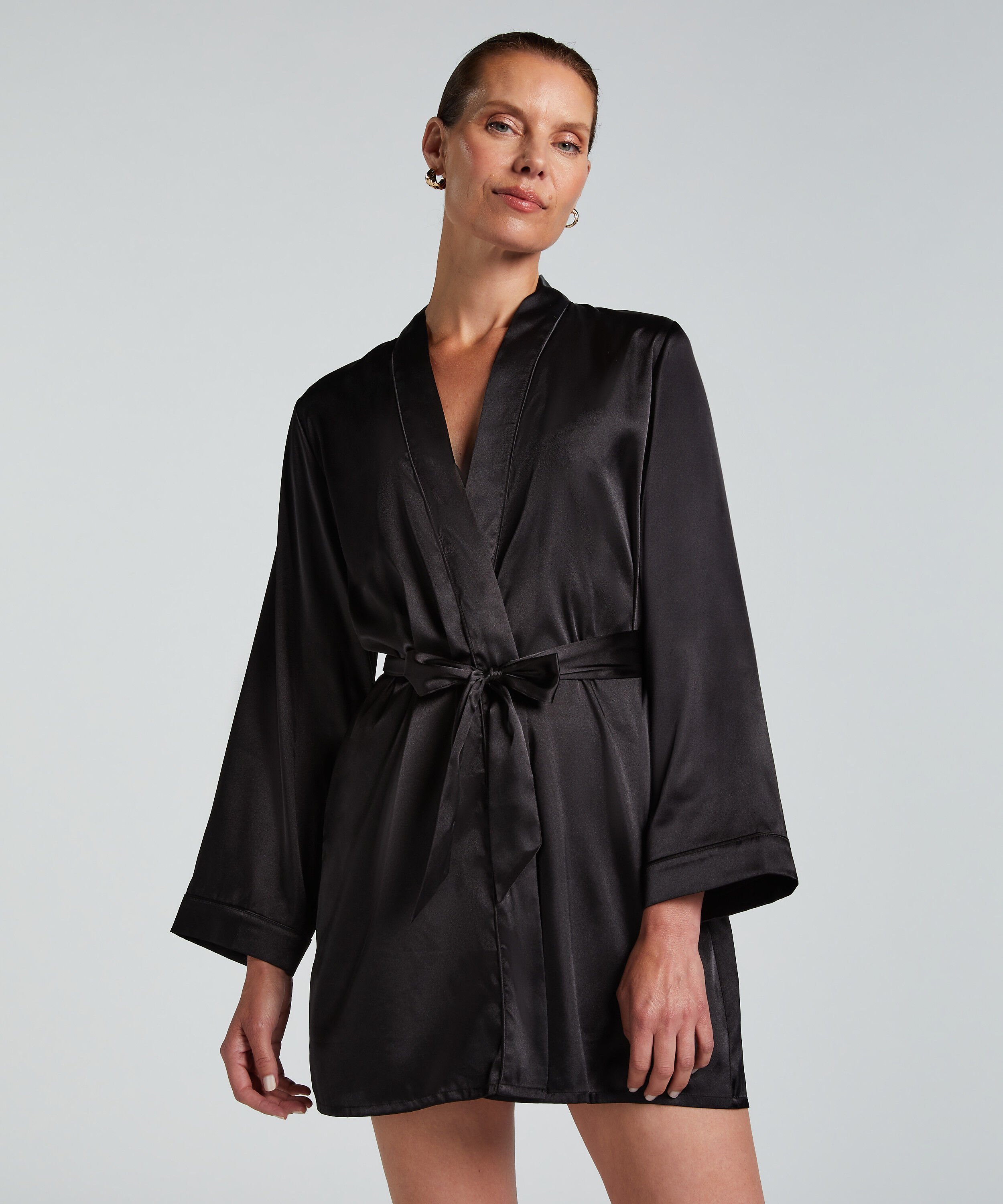 Kimono Satin, Schwarz Kimono Satin, Schwarz