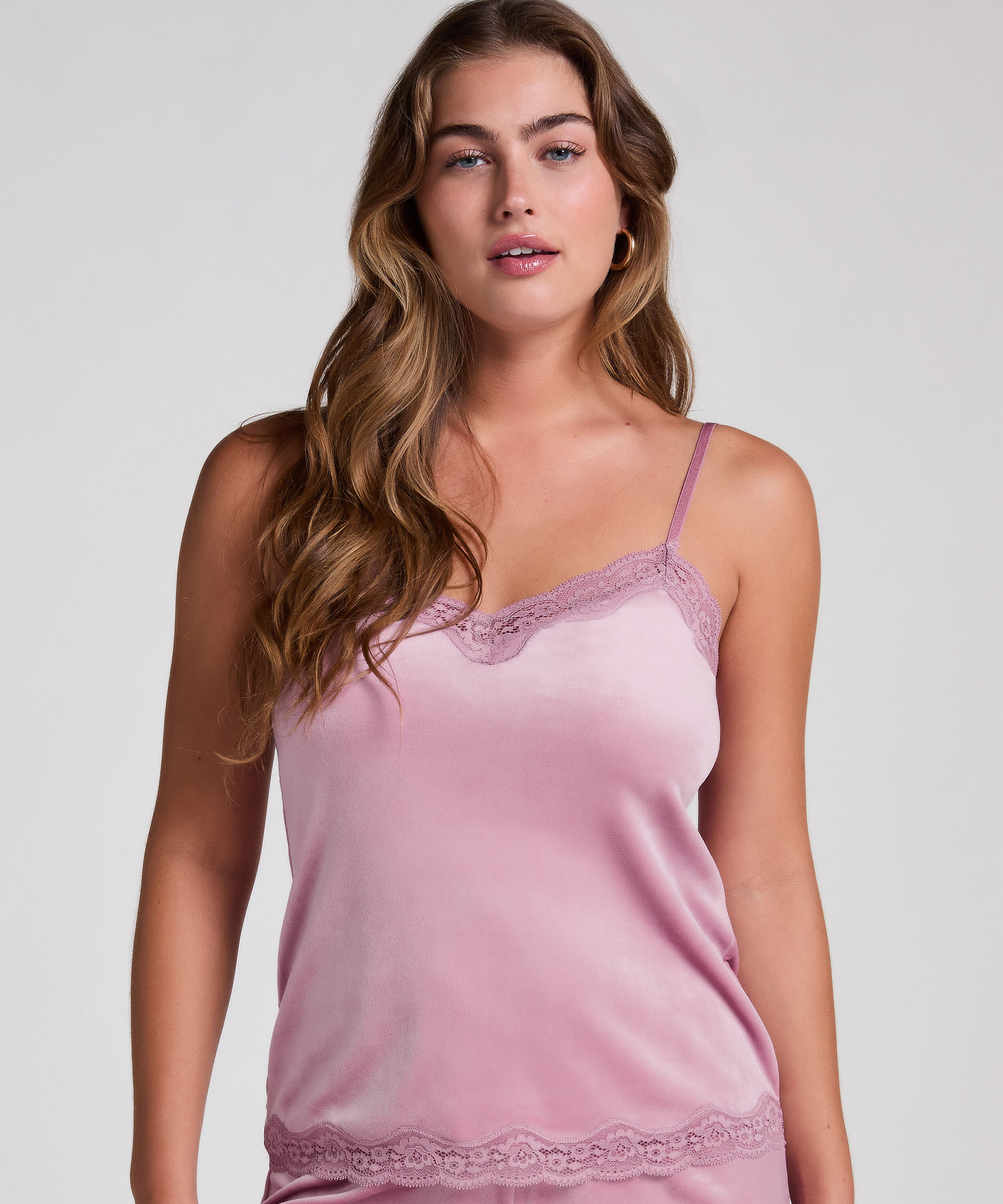 Cami Top Velours Lace, Lila Cami Top Velours Lace, Lila