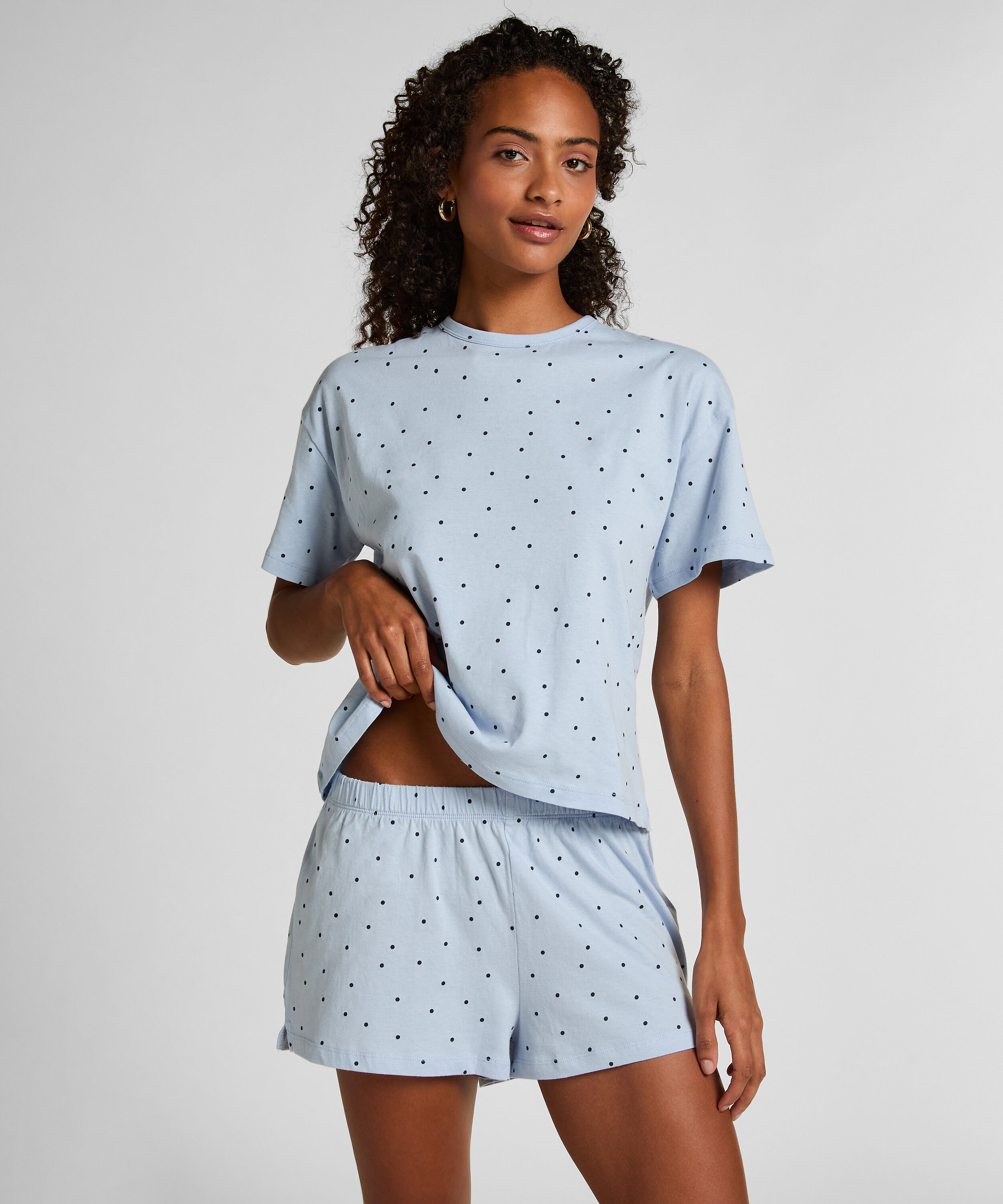 Pyjama-Set aus Baumwolle, Blau Pyjama-Set aus Baumwolle, Blau