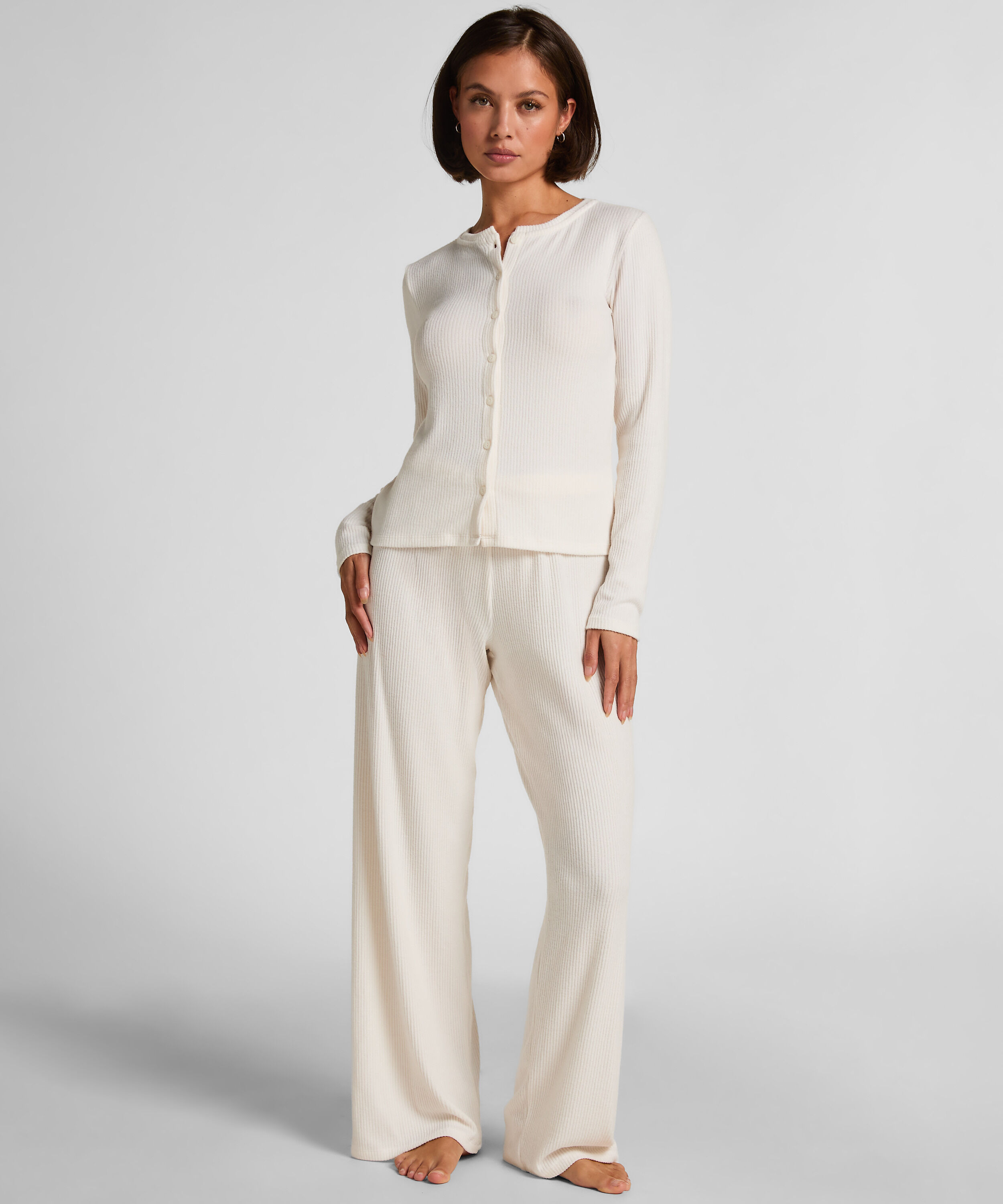 Gerippte Jersey-Strickjacke