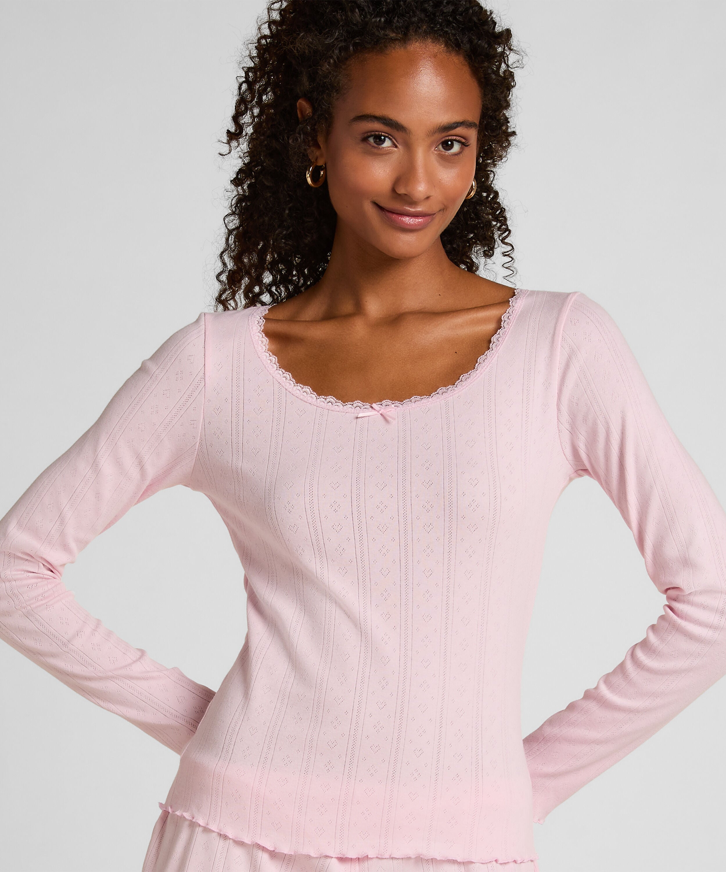 Pyjama-Oberteil Pointelle, Rosa Pyjama-Oberteil Pointelle, Rosa