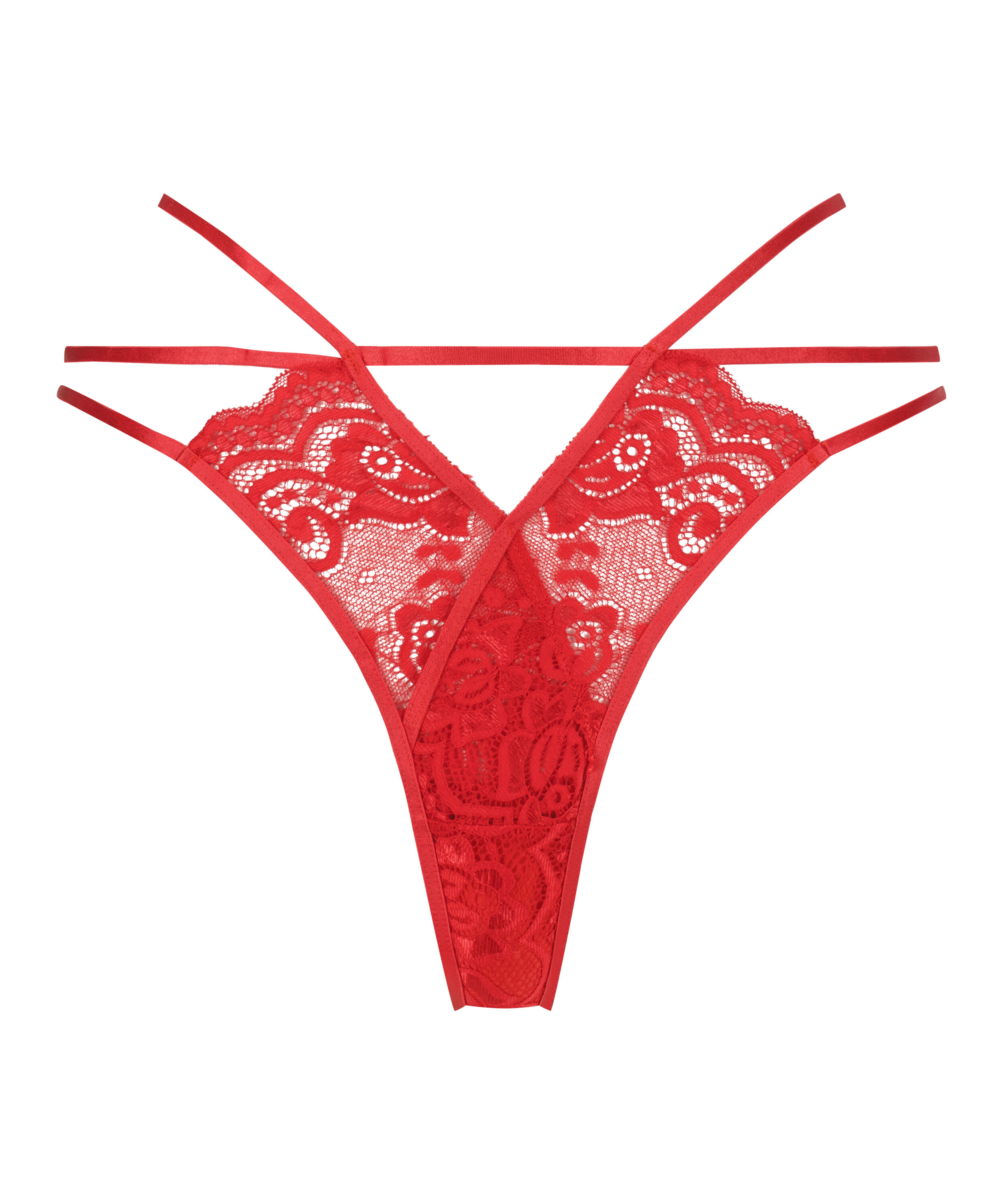 Ferngesteuerter Vibrator Spitzen-Tanga - Rot - Private Kollektion
