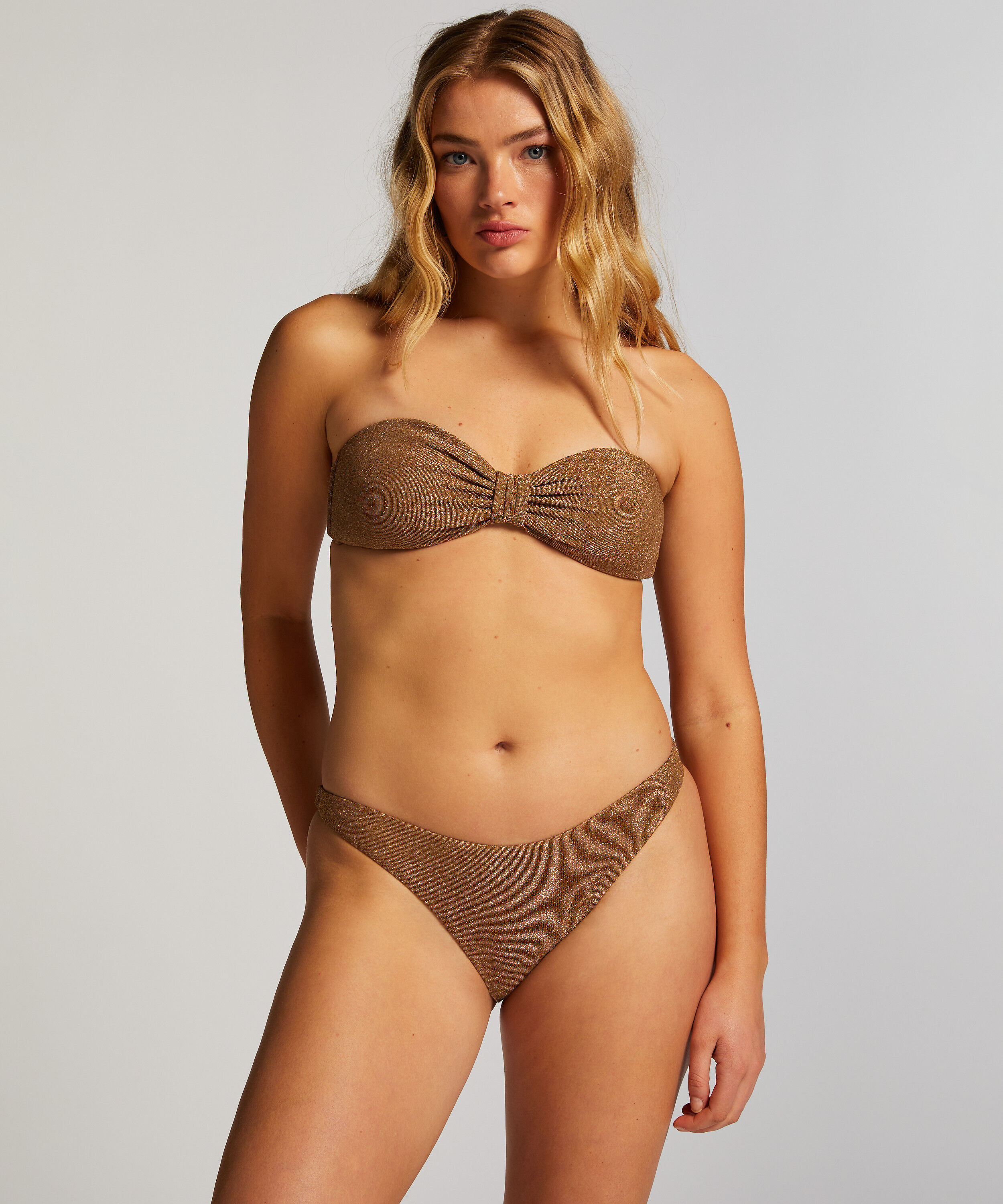 Bikini Slip mit hohem Beinausschnitt Goldie Shimmer, Gelb