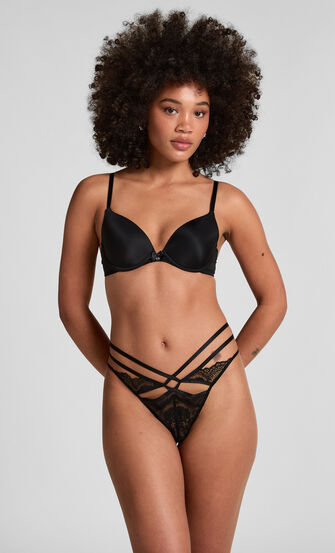 Vorgeformter B&uuml;gel-BH Plunge, Schwarz