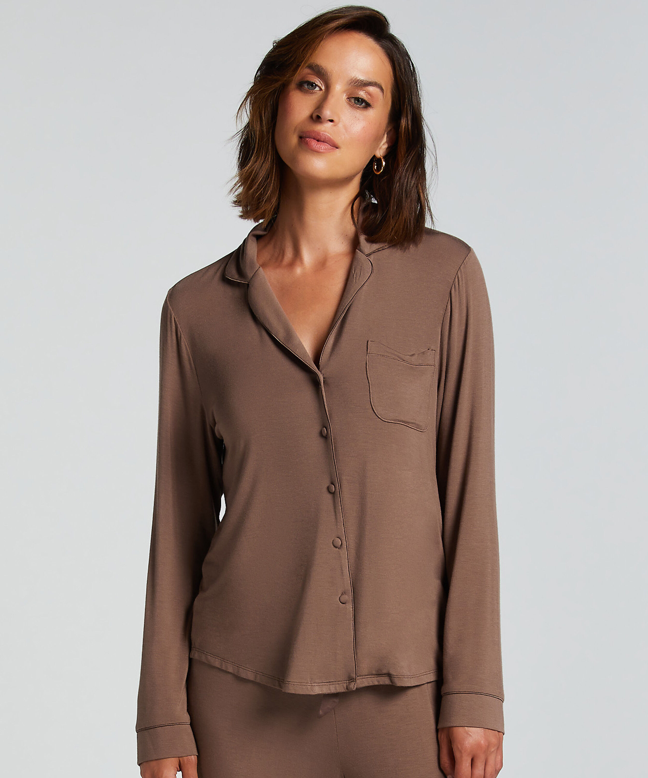 Langärmelige Jersey-Jacke Essential, Braun Langärmelige Jersey-Jacke Essential, Braun