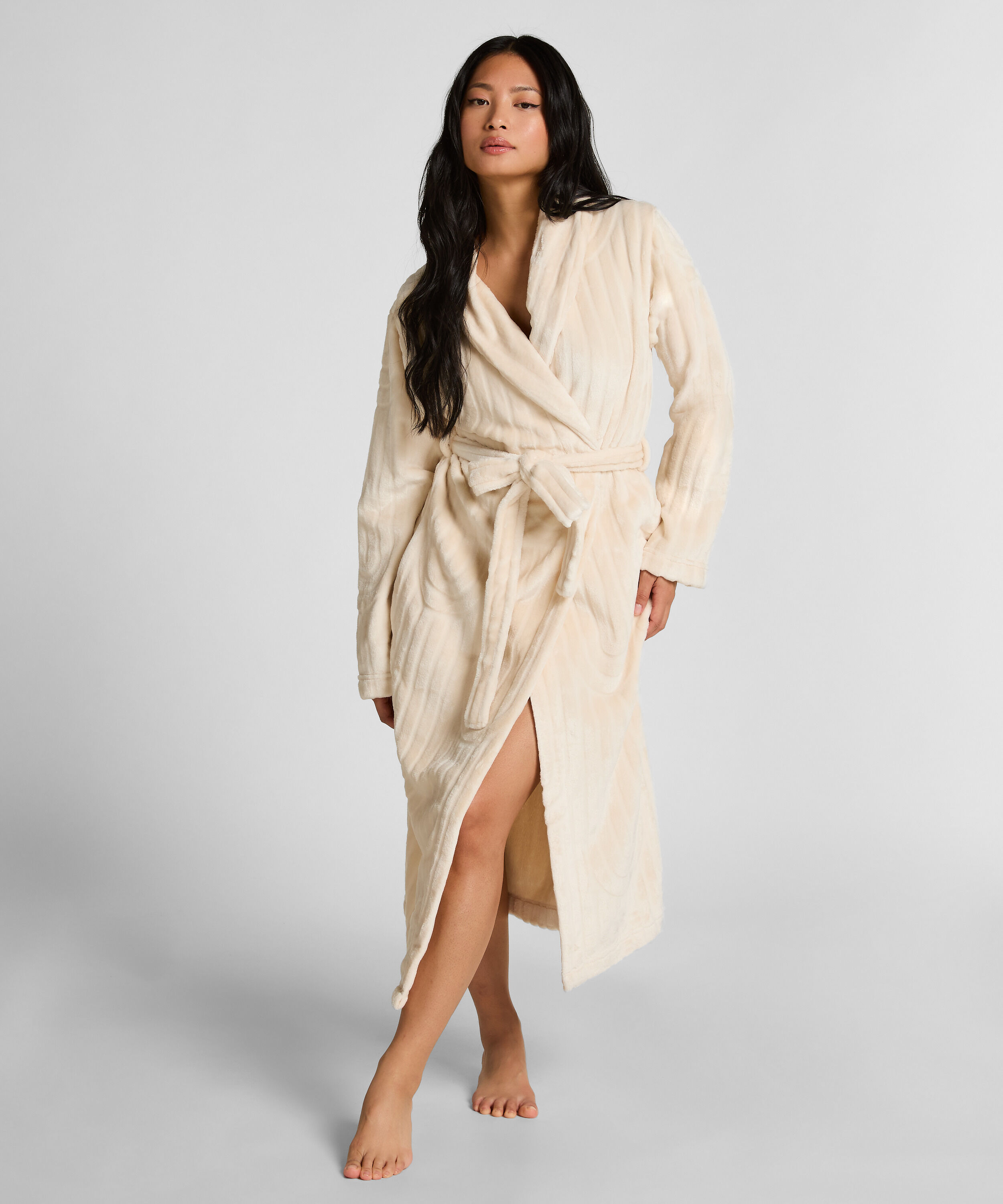 Bademantel lang Fleece, Weiß Bademantel lang Fleece, Weiß