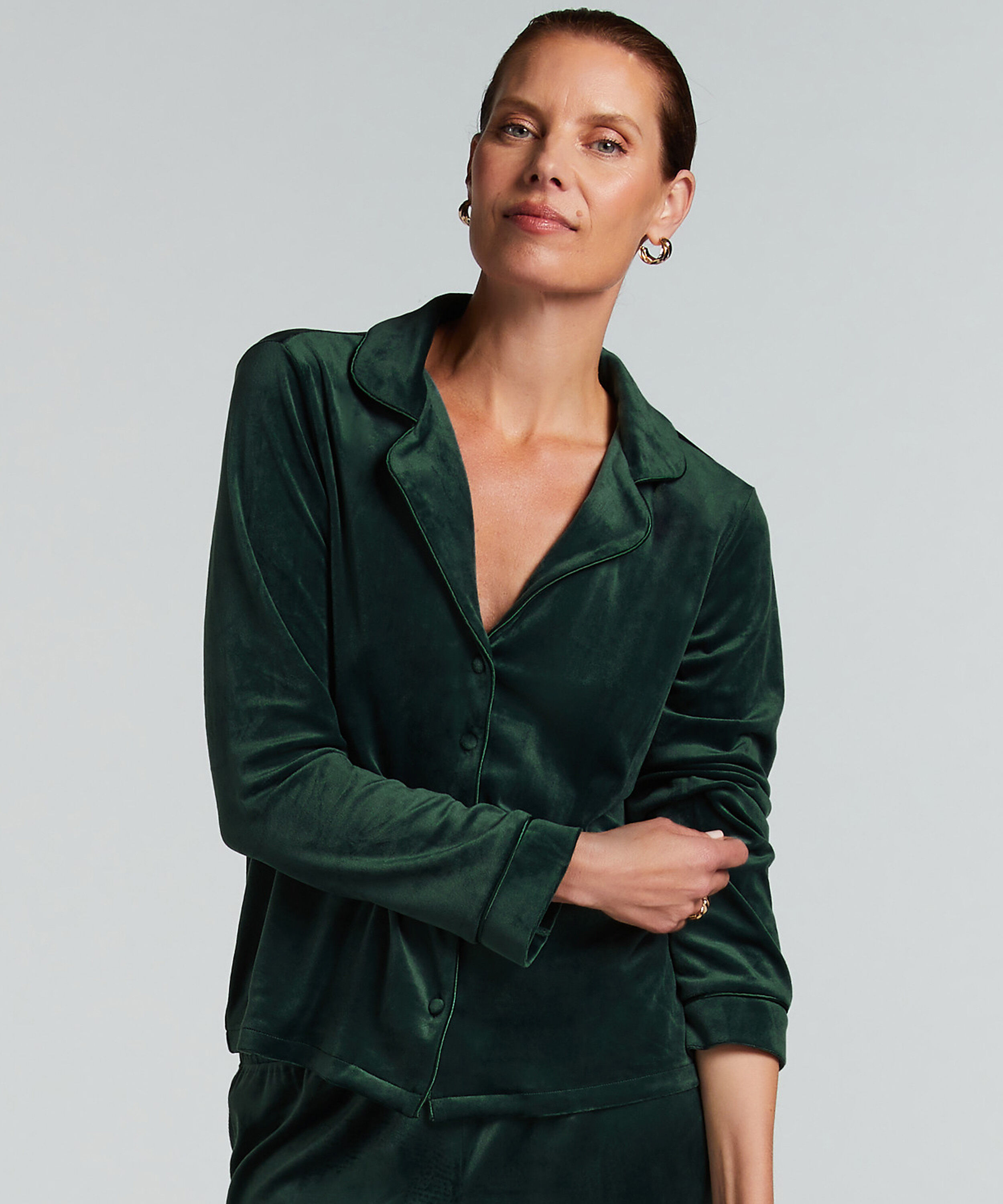 Langarmjacke Velours, Grün