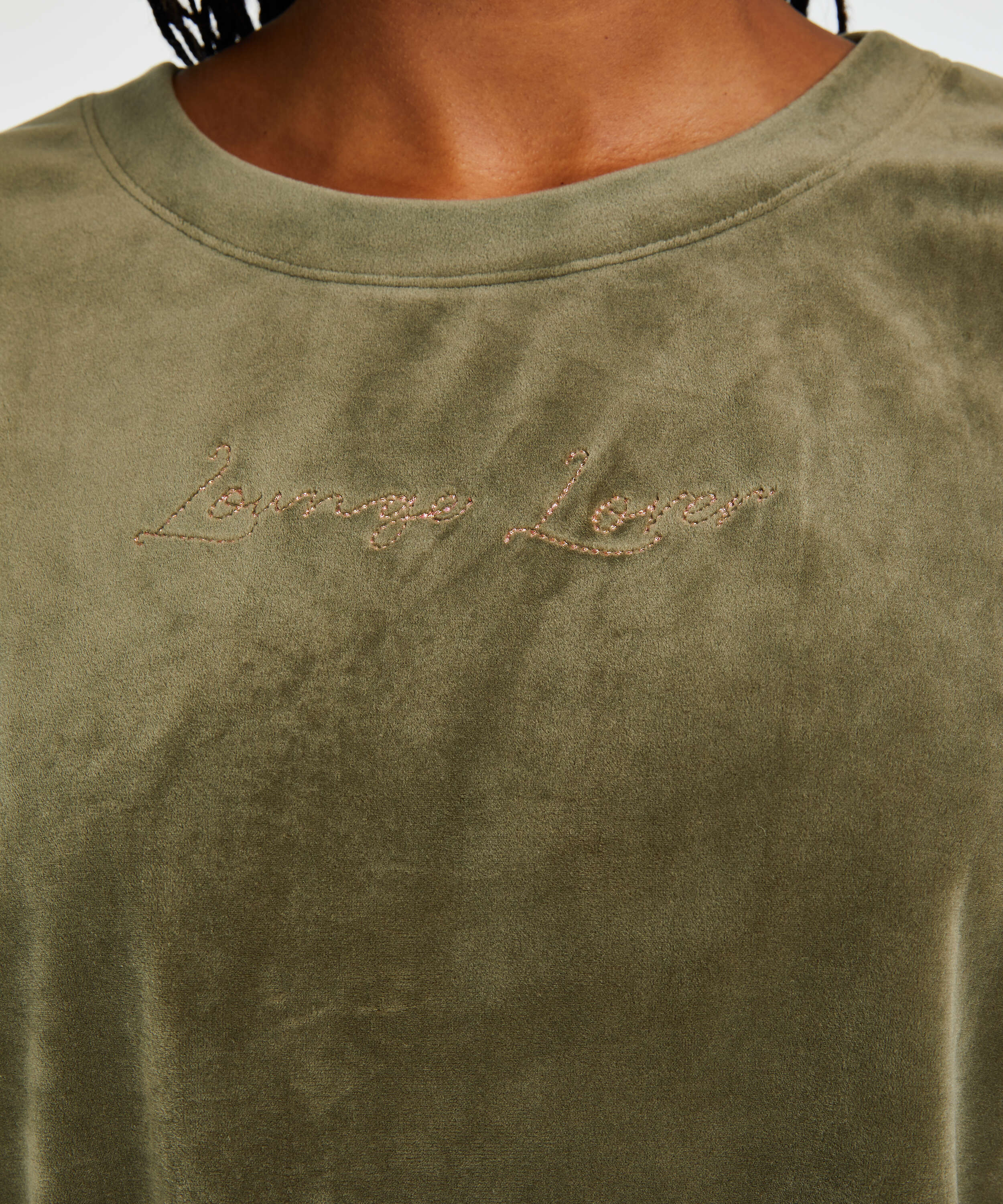 Lang&auml;rmeliges Top aus Velours, gr&uuml;n, main