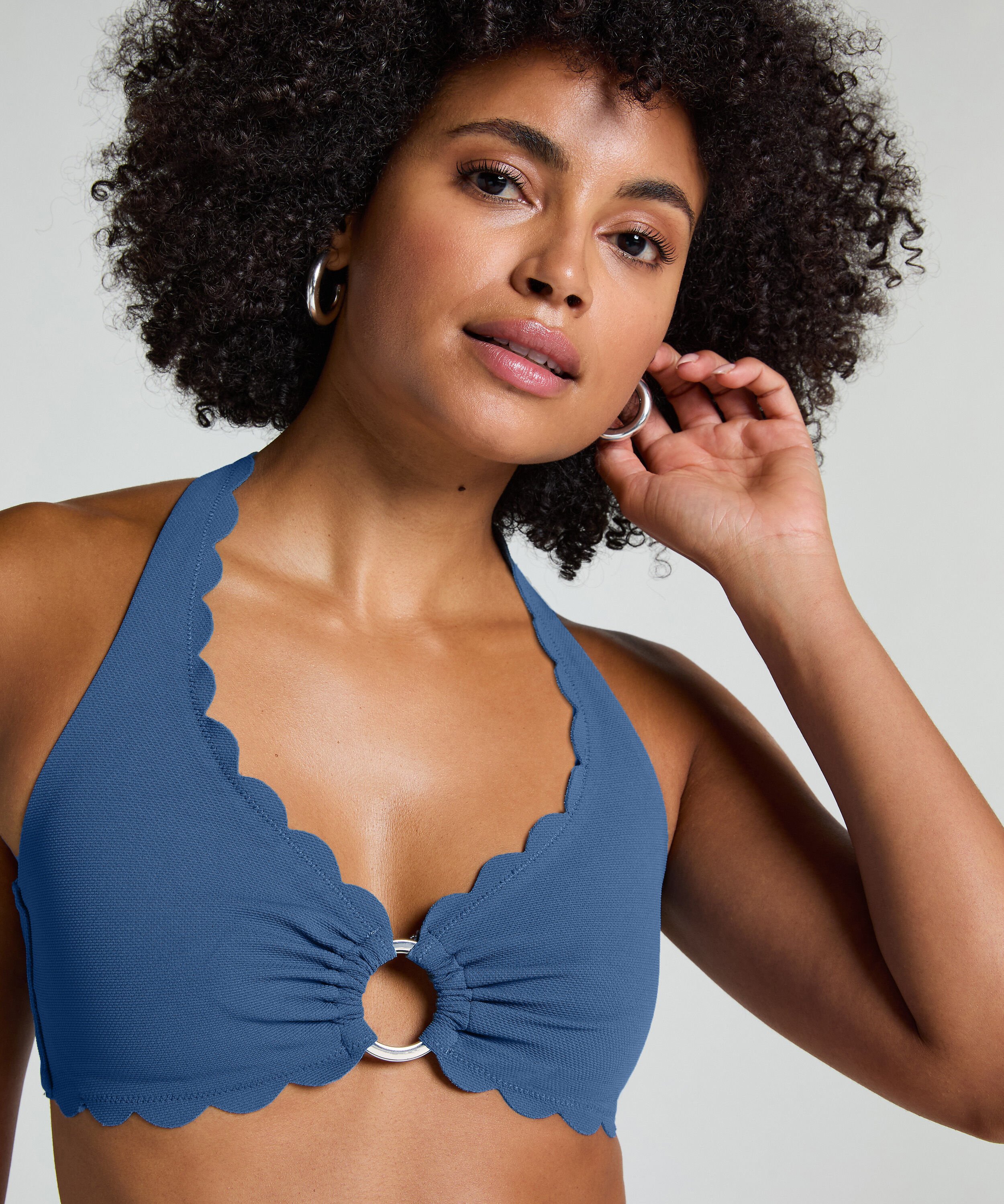 Scallop Bikini-Trägertop, Blau